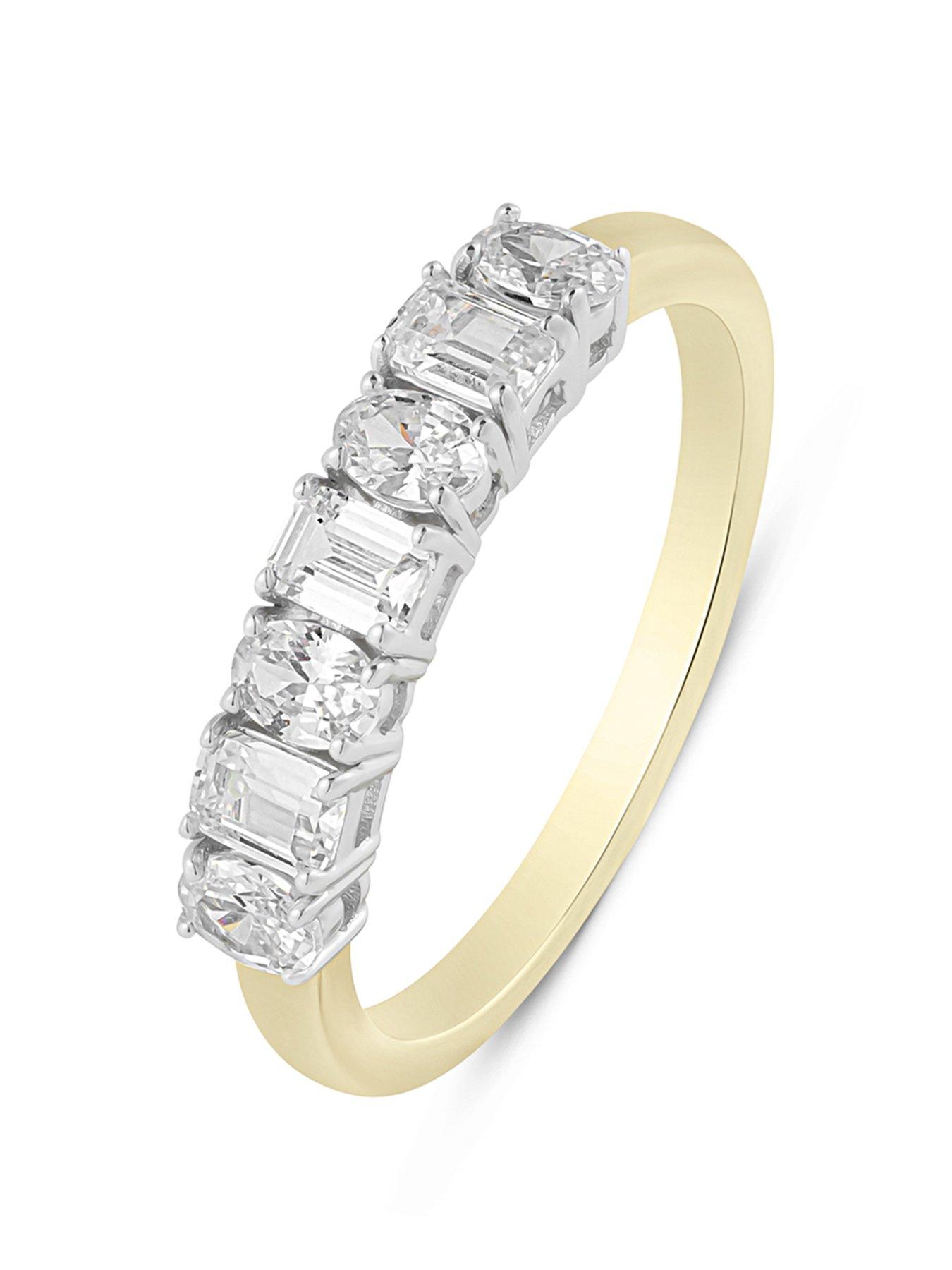 Product photograph of Love Diamond Diamond 7 Stone Shaped Ring Oval And Emerald Cut G Vs Lab Grown from very.co.uk