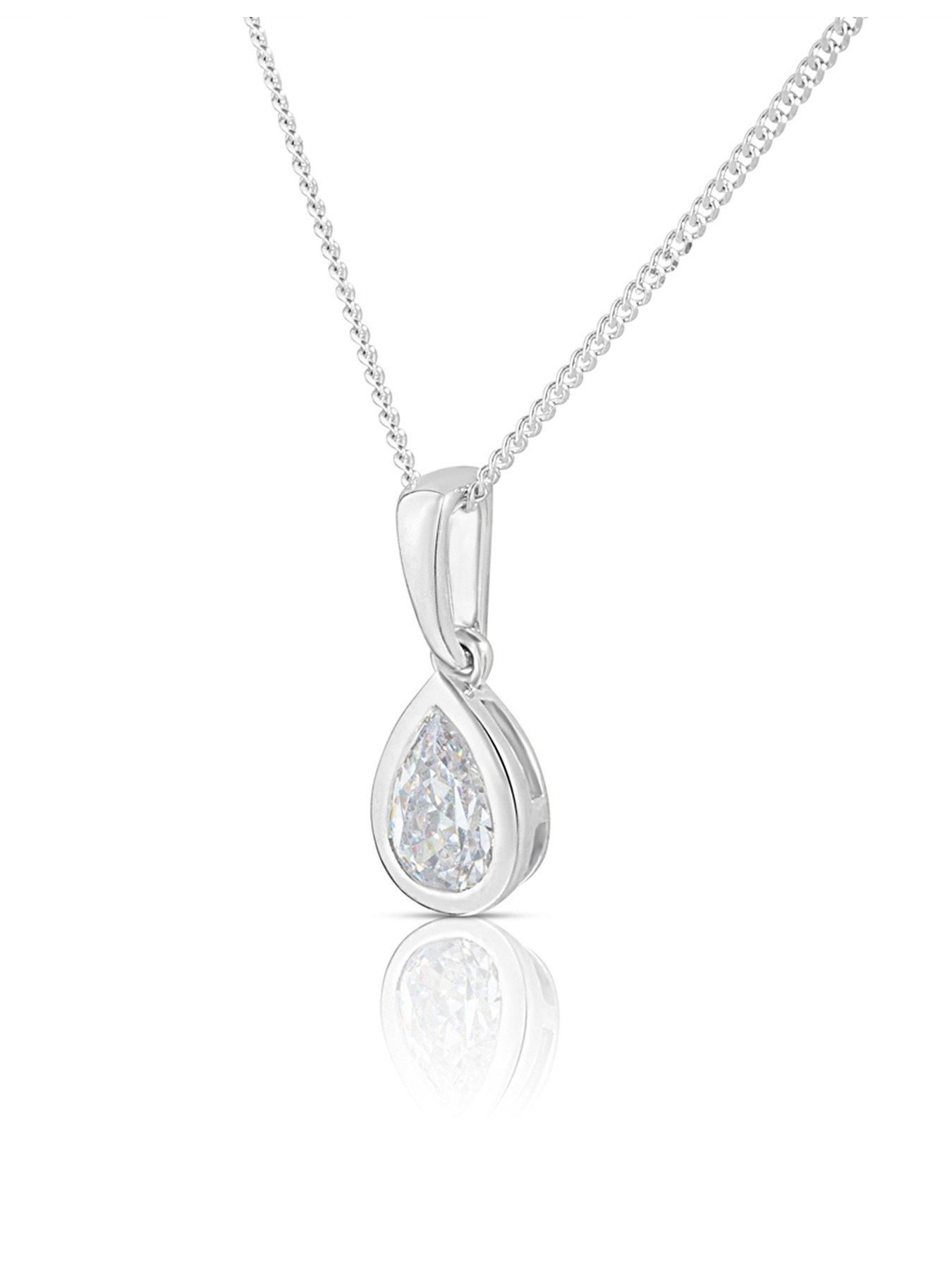 Product photograph of Love Diamond Diamond Pear Shaped Pendant Necklace G Vs Lab Grown from very.co.uk