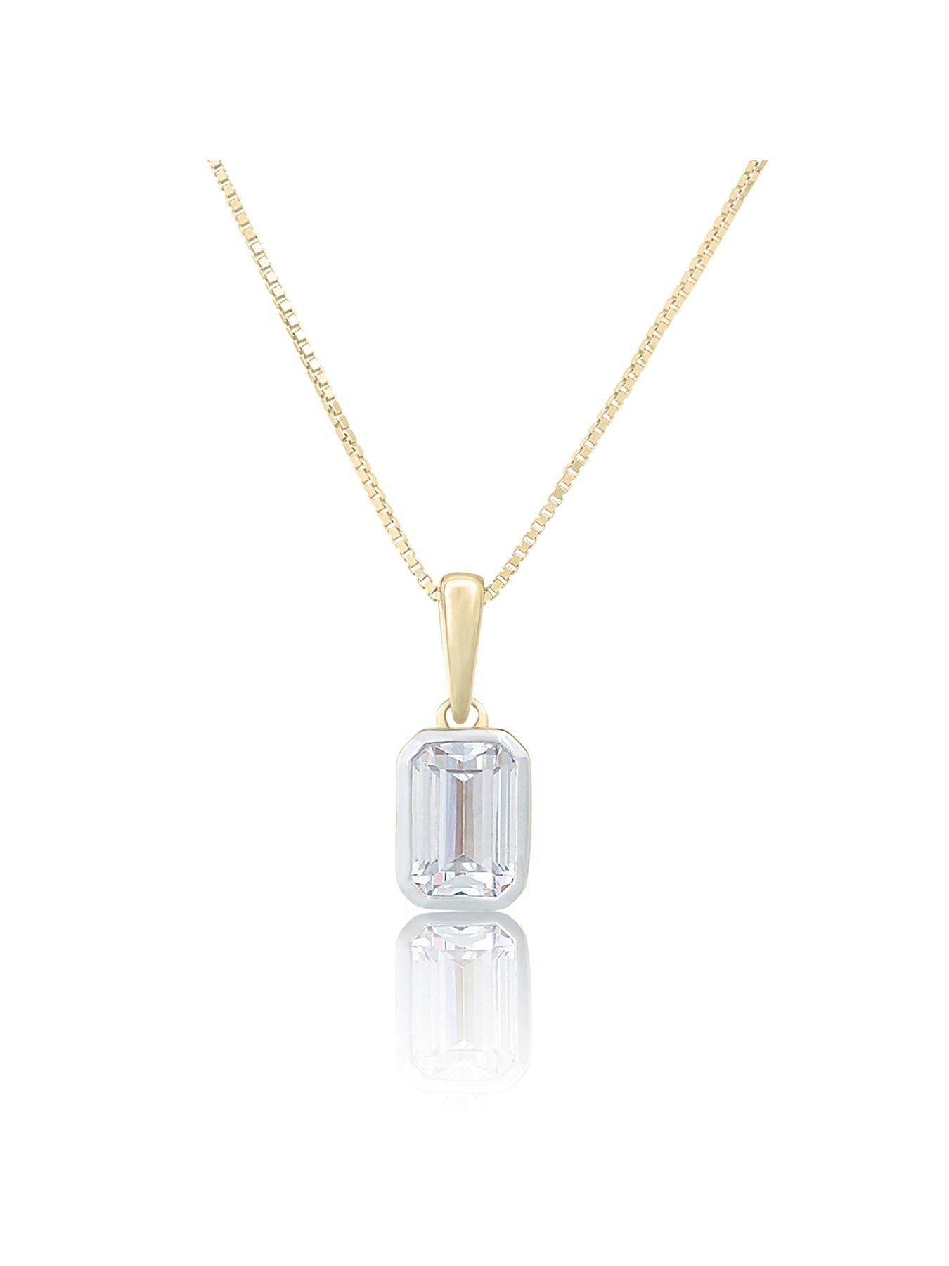 Product photograph of Love Diamond Diamond Emerald Cut Shaped Pendant Necklace G Vs Lab Grown from very.co.uk