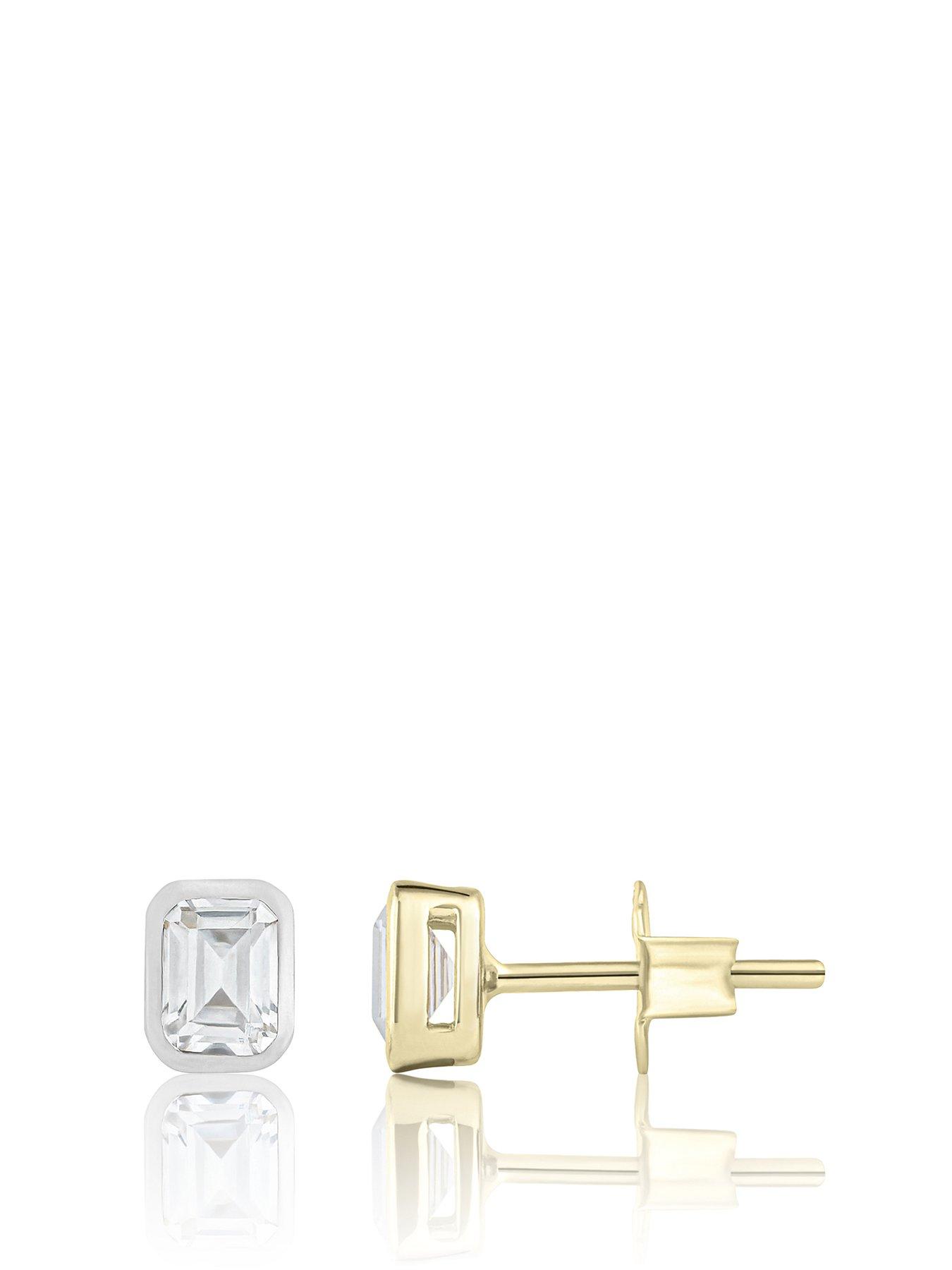 Product photograph of Love Diamond Diamond Emerald Cut Shaped Earrings G Vs Lab Grown - N from very.co.uk