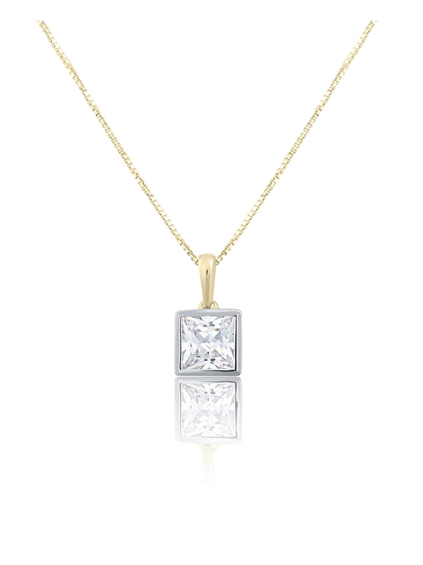 Product photograph of Love Diamond Diamond Princess Cut Shaped Pendant Necklace G Vs Lab Grown from very.co.uk