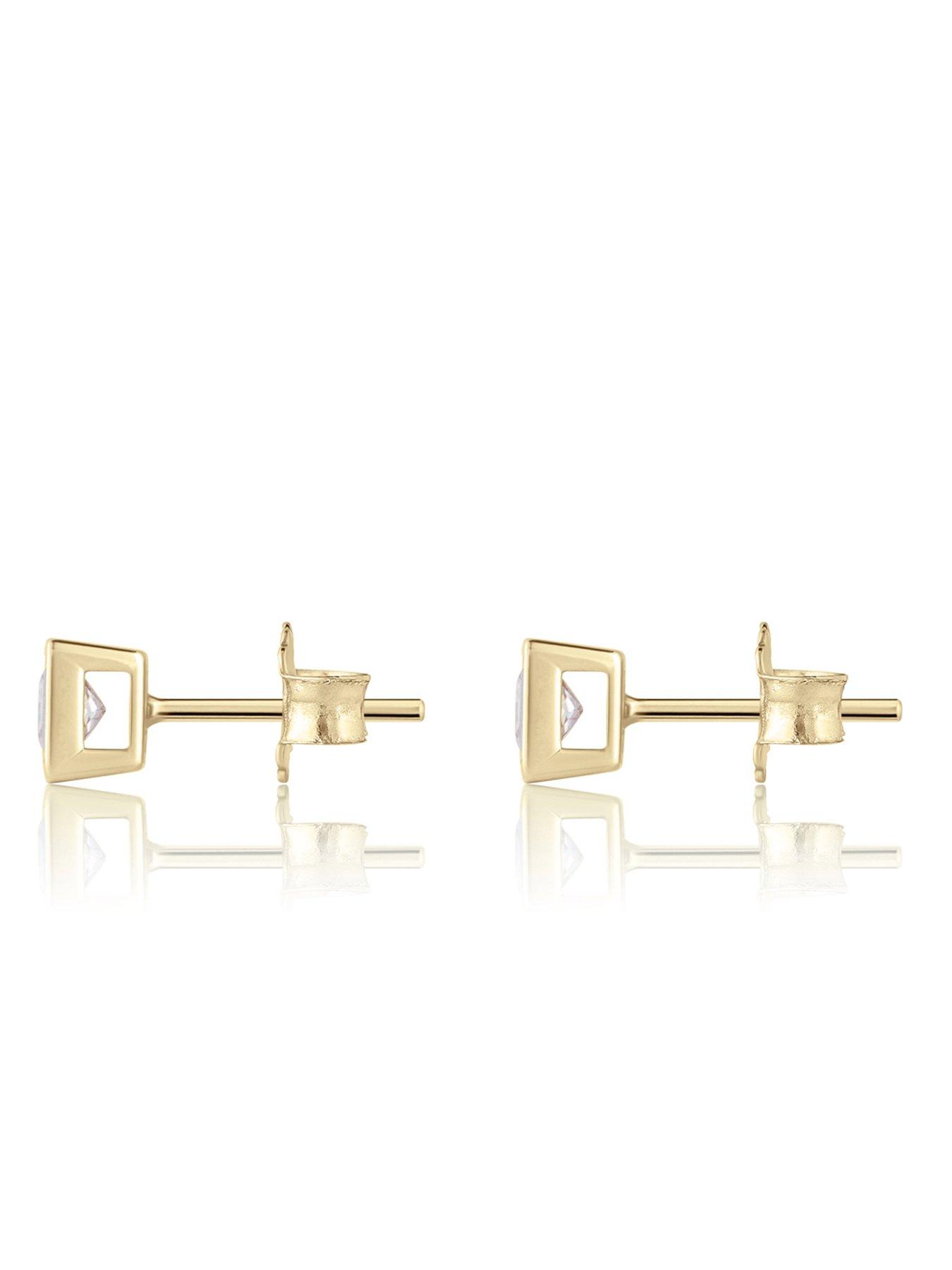 Image 4 of 6 of Love DIAMOND Diamond Princess Cut Shaped Stud Earrings