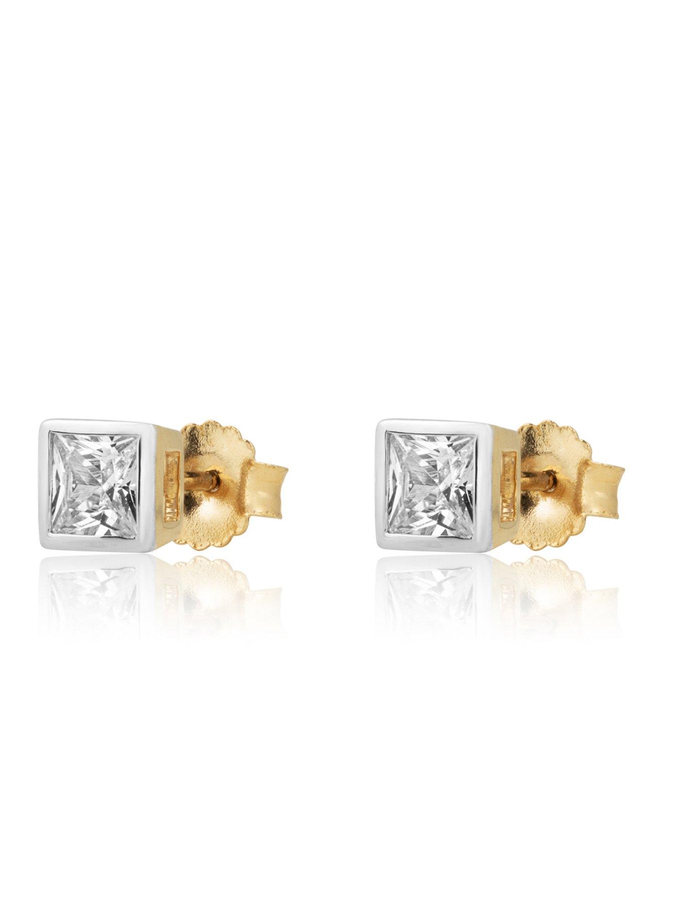 Image 6 of 6 of Love DIAMOND Diamond Princess Cut Shaped Stud Earrings