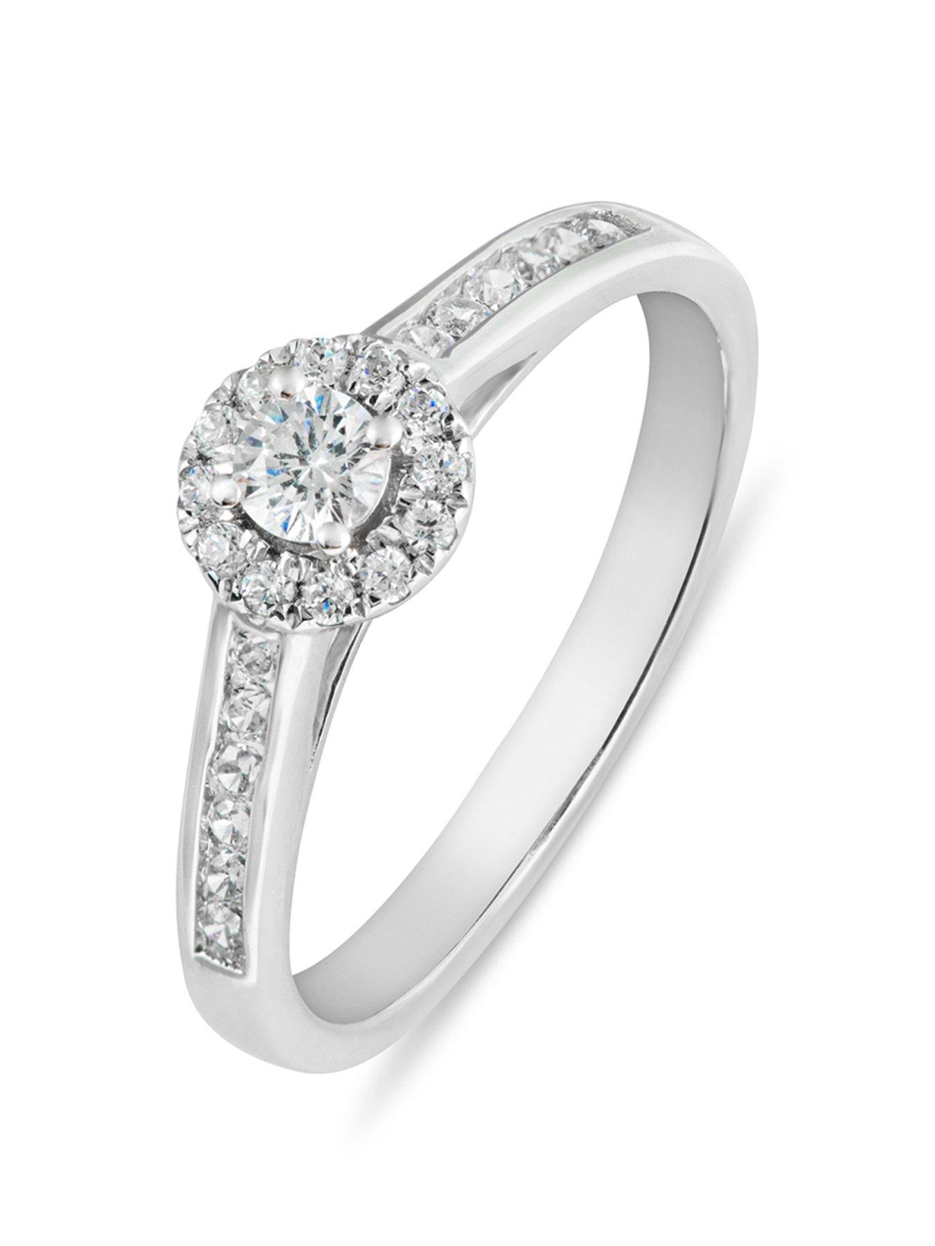 Product photograph of Love Diamond Diamond Halo Solitaire Ring G Vs Lab Grown from very.co.uk