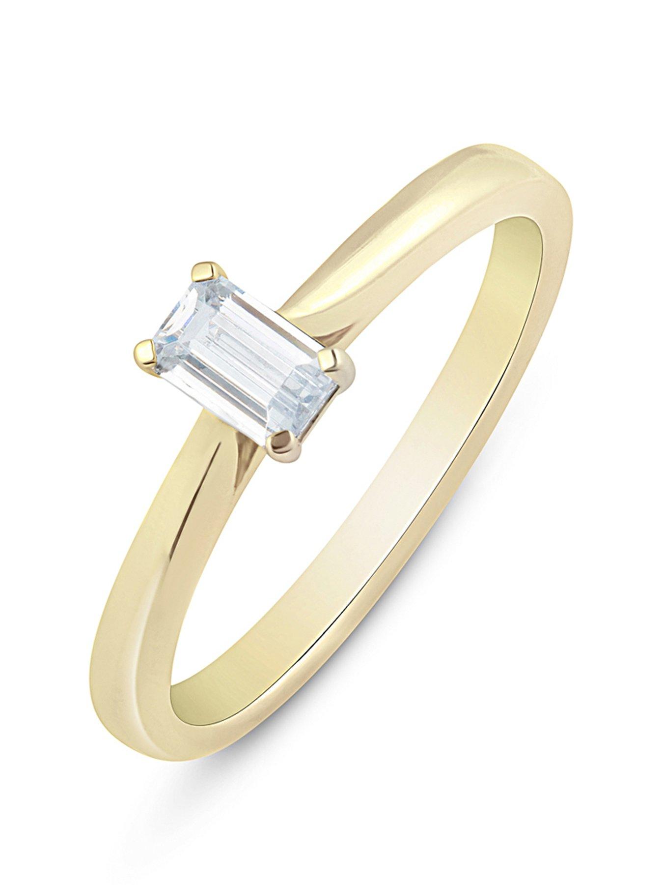 Product photograph of Love Diamond Emerald Cut Diamond Solitaire Ring G Vs Lab Grown from very.co.uk