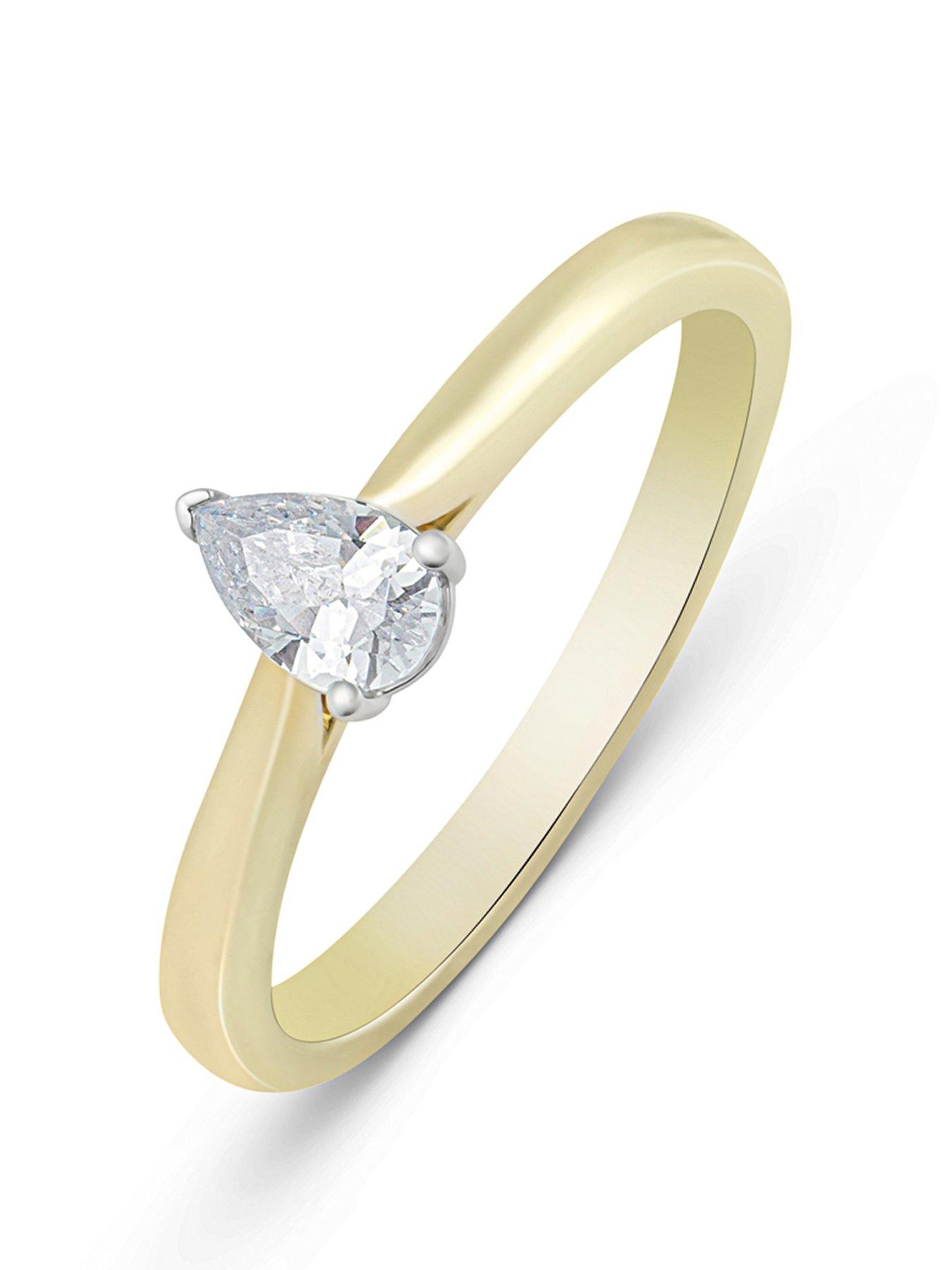 Product photograph of Love Diamond Pear Shaped Diamond Solitaire Ring G Vs Lab Grown from very.co.uk