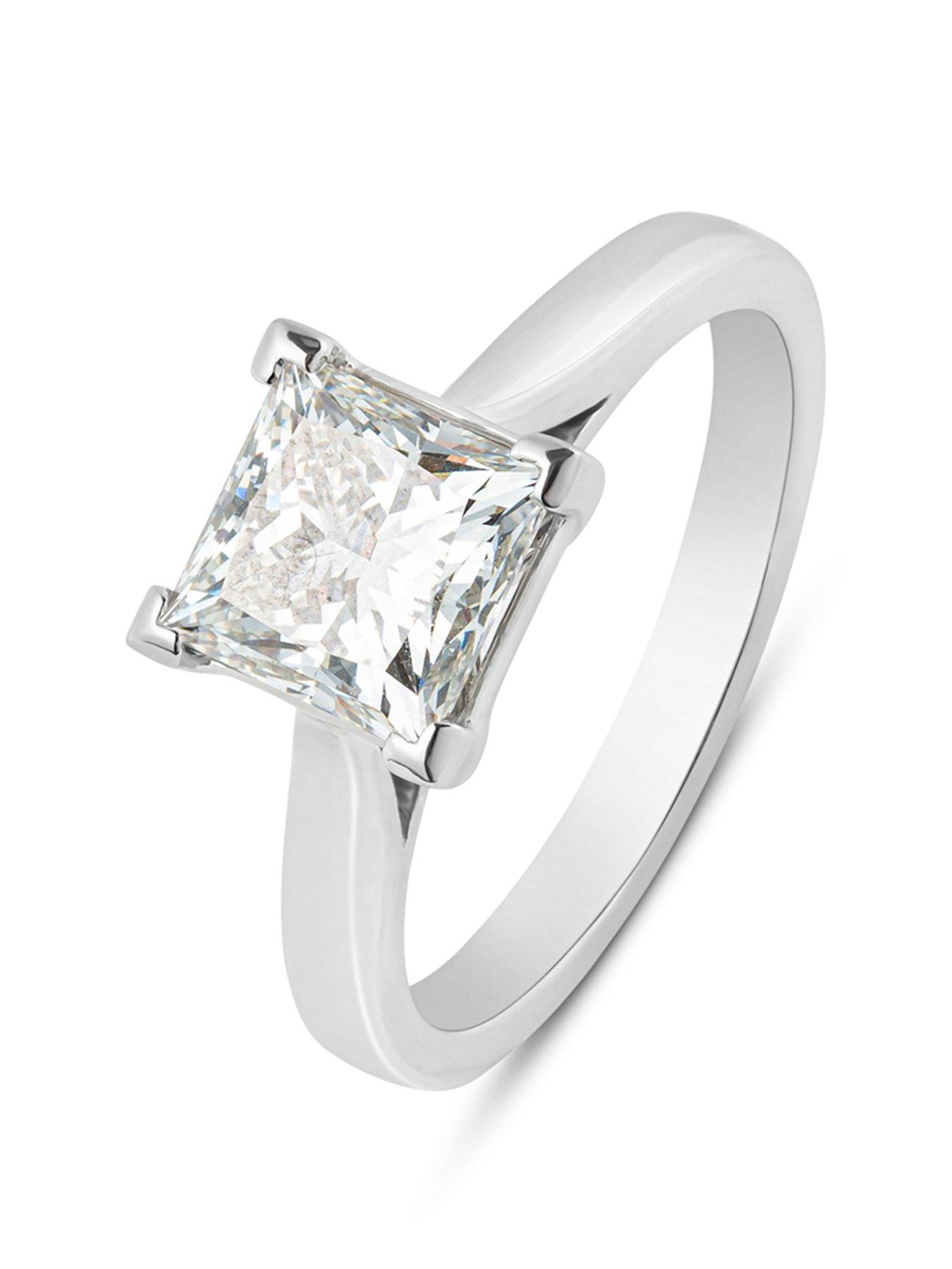 Product photograph of Love Diamond 2ct Princess Cut Diamond Solitaire Ring G Vs Lab Grown from very.co.uk