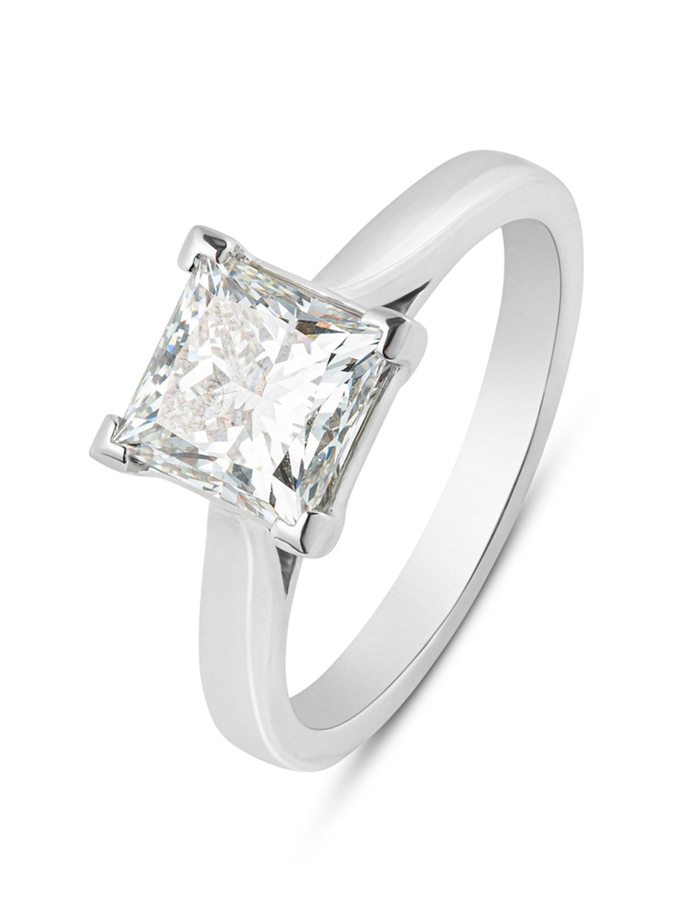 Image 1 of 5 of Love DIAMOND 2Ct Princess Cut Diamond Solitaire Ring G VS+ Lab Grown