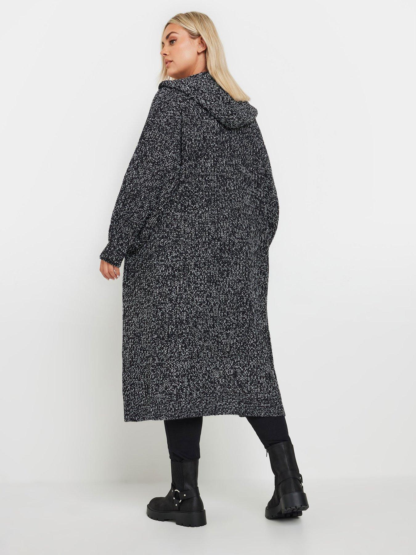 Image 2 of 4 of Yours Curve Hooded Longline Cardigan - Black