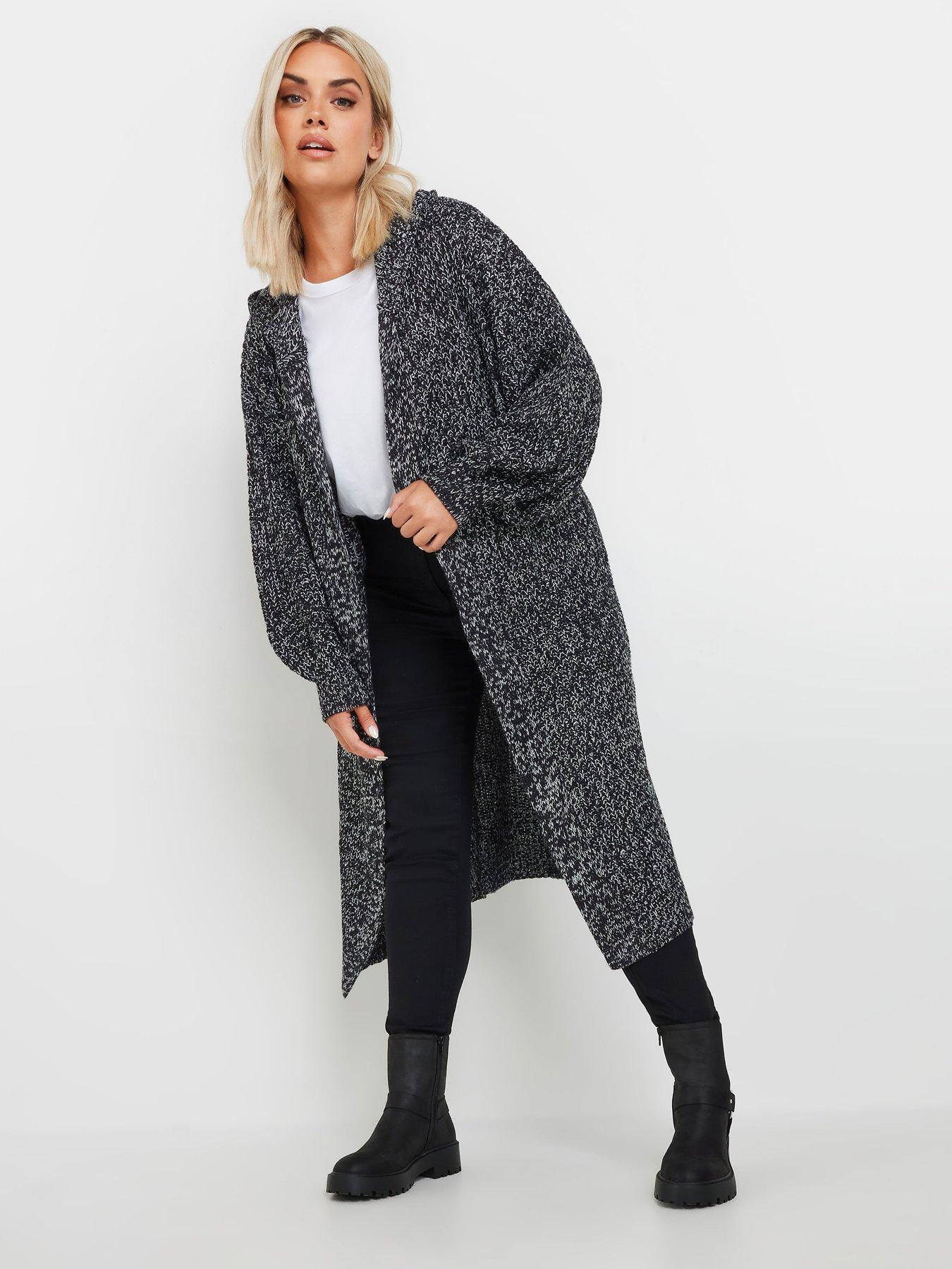Image 3 of 4 of Yours Curve Hooded Longline Cardigan - Black