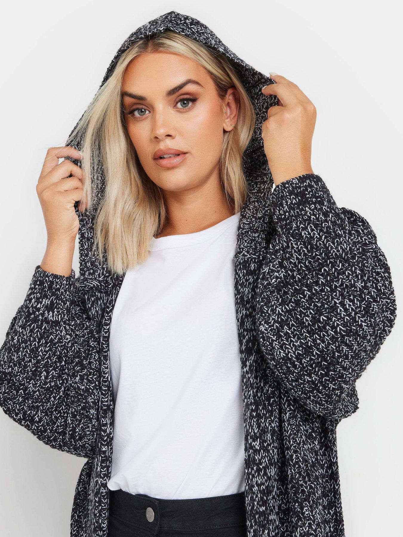 Image 4 of 4 of Yours Curve Hooded Longline Cardigan - Black