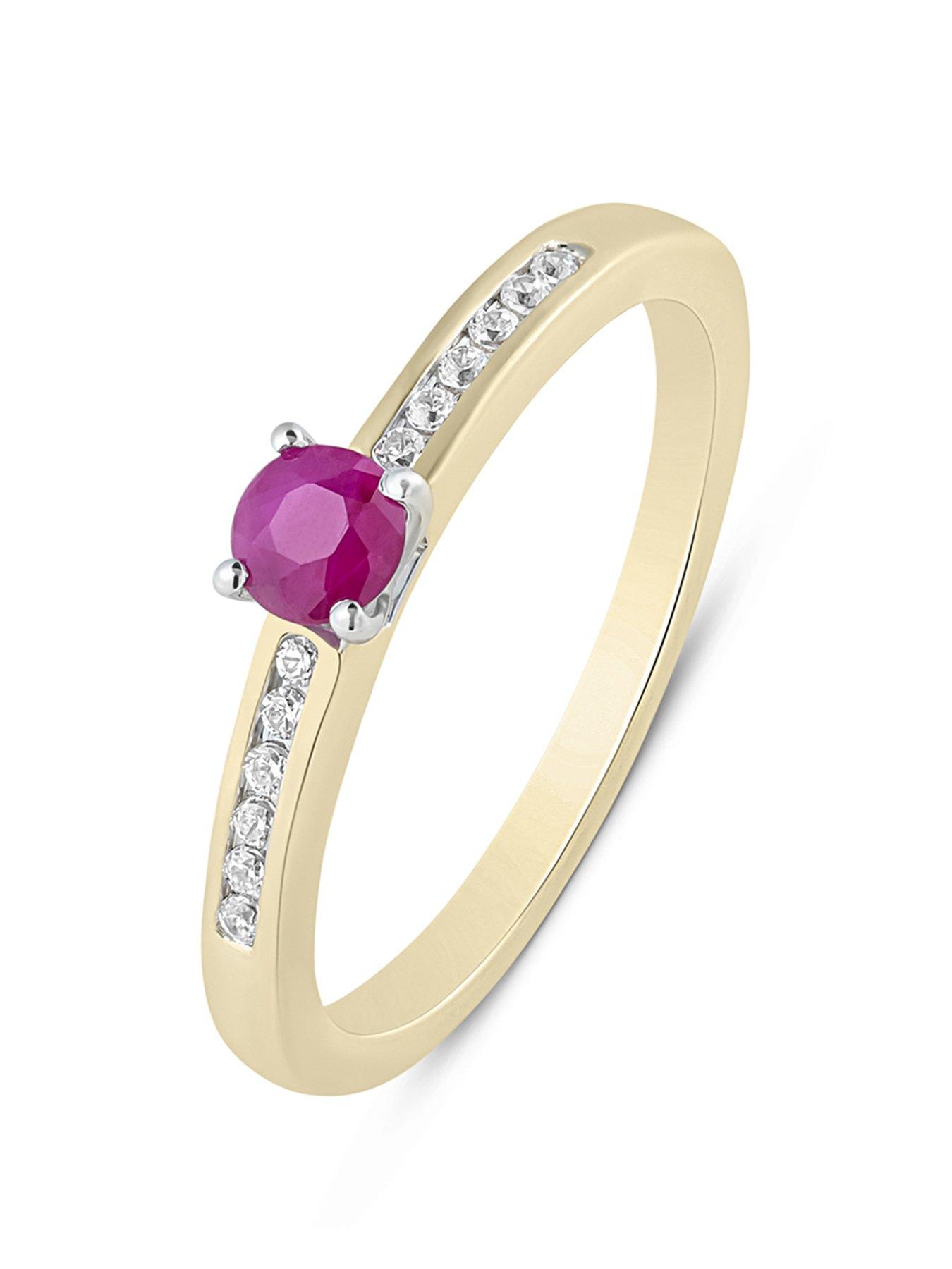 Product photograph of Love Diamond Ruby Diamond Solitaire Ring from very.co.uk