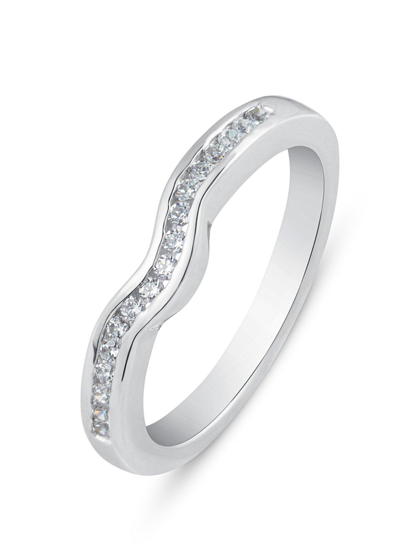 Product photograph of Love Diamond Diamond Channel Set Wishbone Ring from very.co.uk