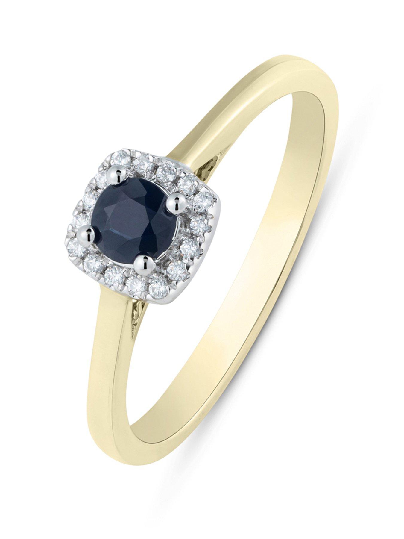 Image 1 of 5 of Love DIAMOND Black Sapphire Diamond Halo Solitaire Ring