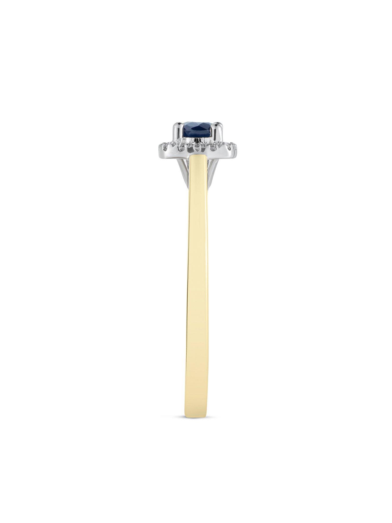 Image 2 of 5 of Love DIAMOND Black Sapphire Diamond Halo Solitaire Ring