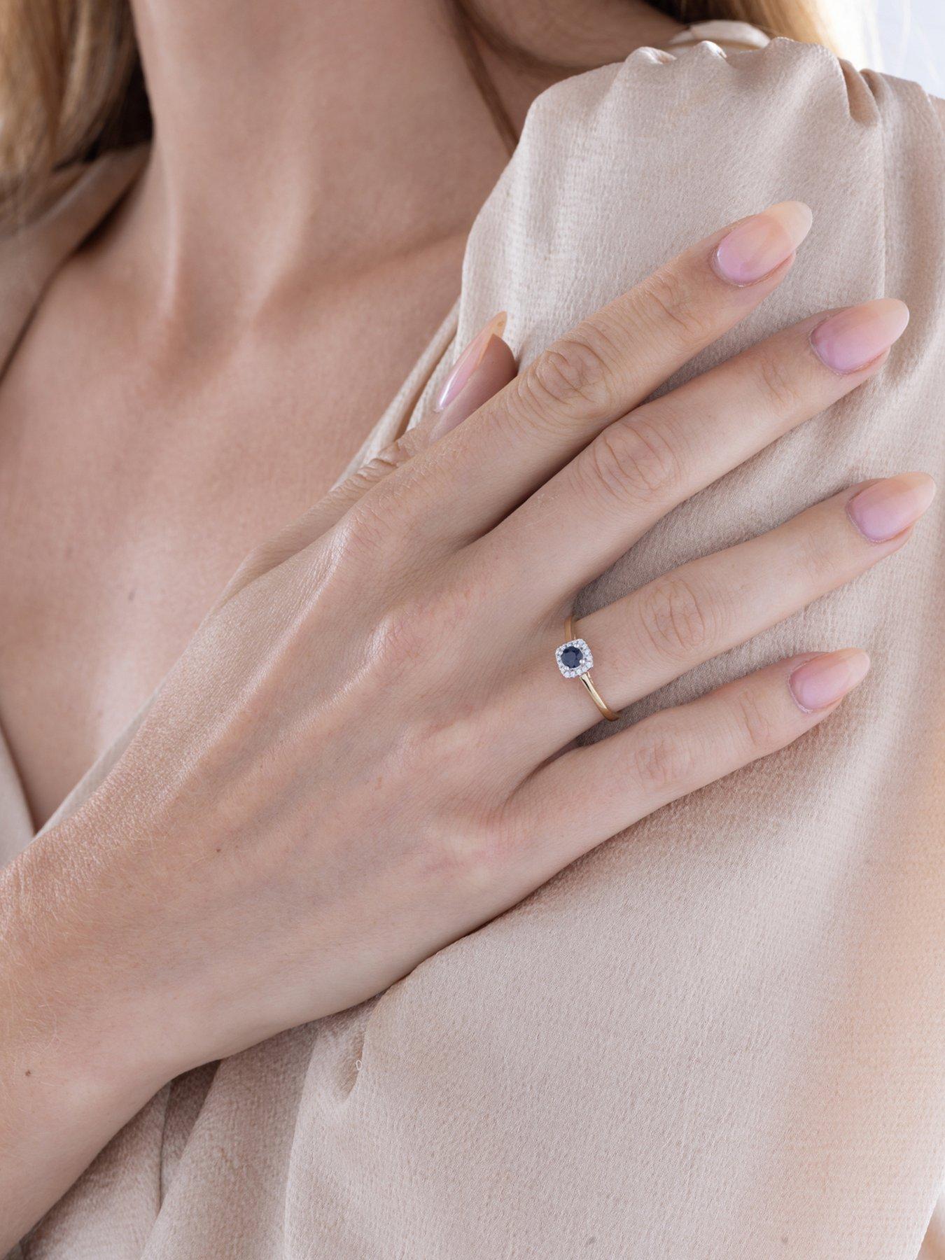 Image 4 of 5 of Love DIAMOND Black Sapphire Diamond Halo Solitaire Ring
