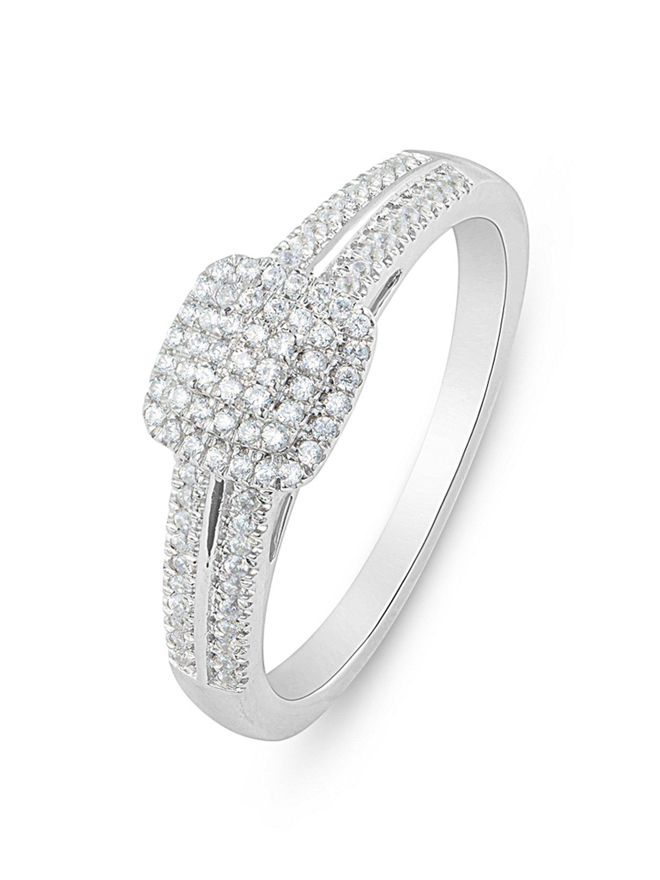 Product photograph of Love Diamond Cluster Diamond Ring from very.co.uk