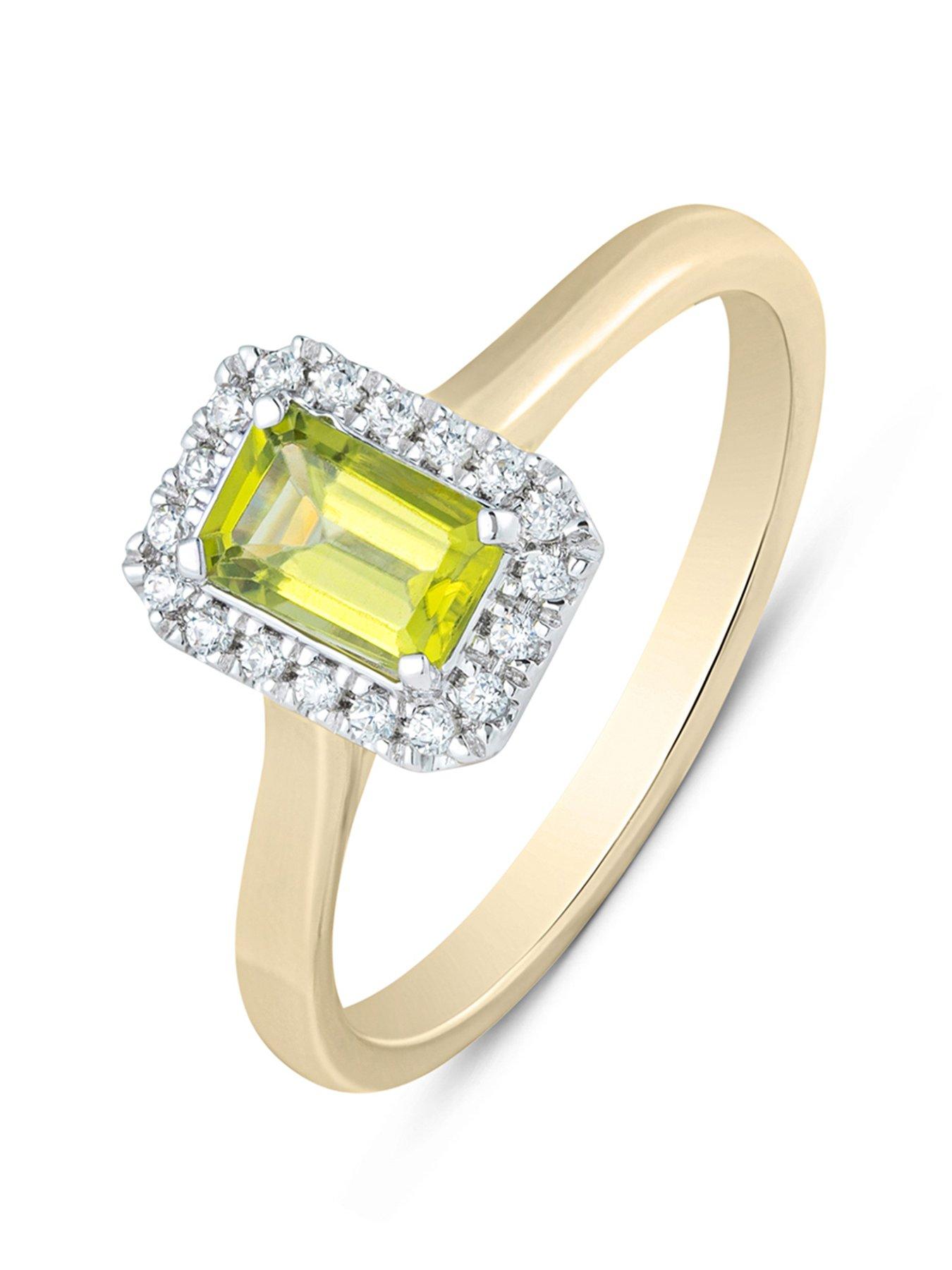 undefined Peridot Diamond Halo Ring