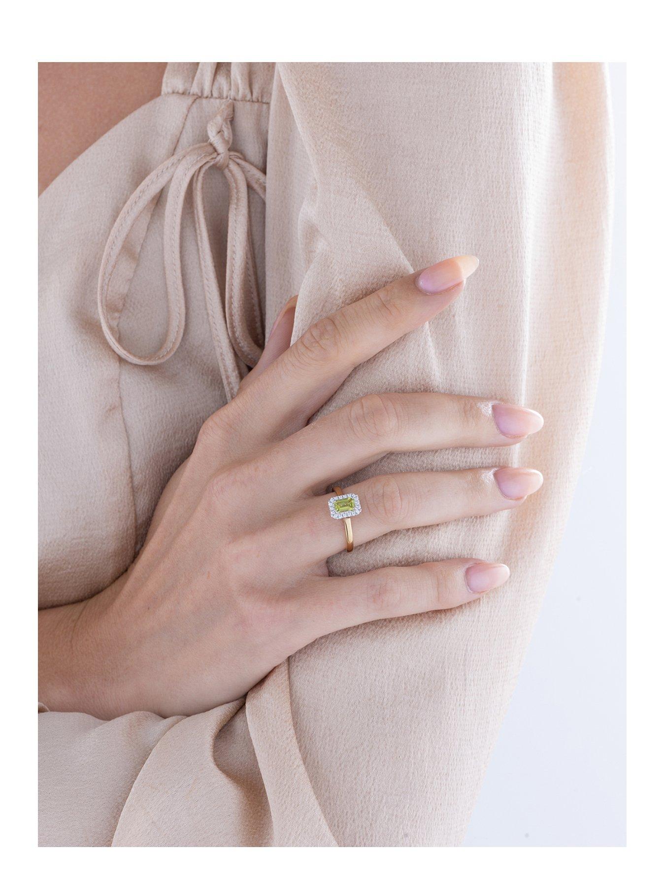 Image 2 of 5 of Love DIAMOND Peridot Diamond Halo Ring
