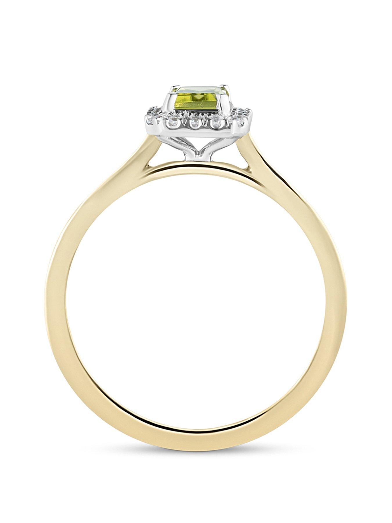 Image 3 of 5 of Love DIAMOND Peridot Diamond Halo Ring