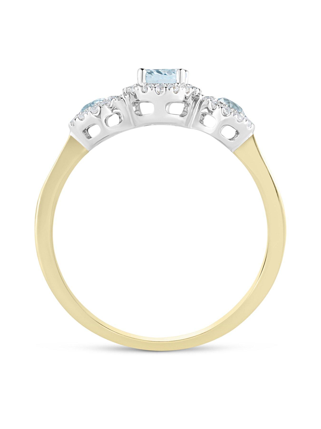 Image 5 of 5 of Love DIAMOND Aquamarine Sky Blue Topaz Diamond Ring