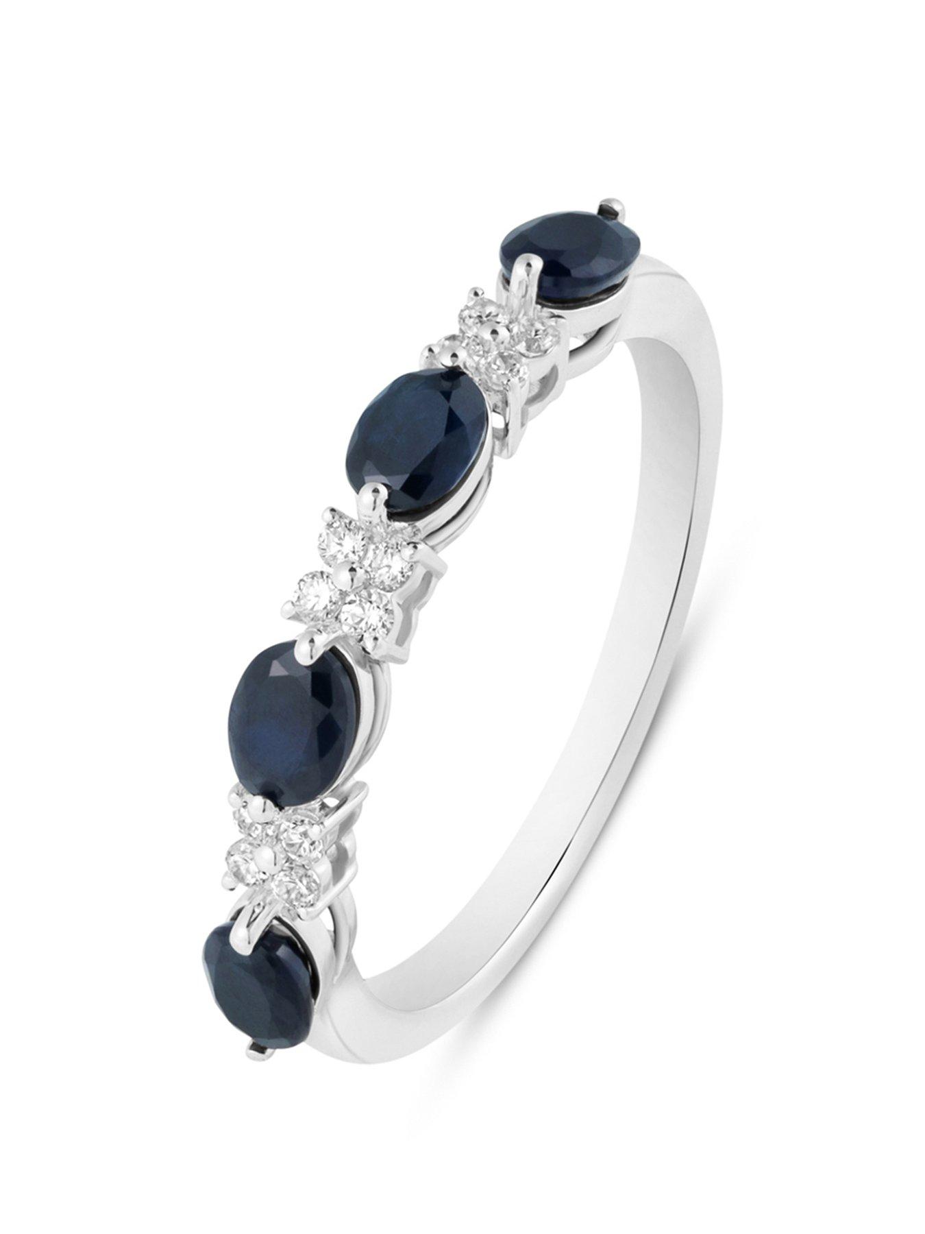 Product photograph of Love Diamond Black Sapphire With Diamond Eternity Style Ring from very.co.uk