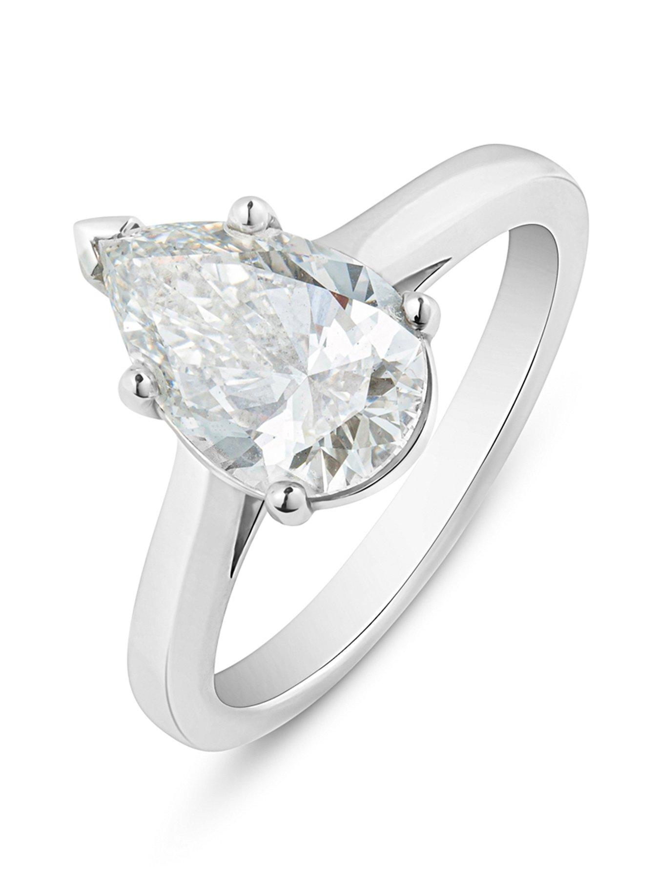 Product photograph of Love Diamond 2ct Pear Shaped Diamond Solitaire Ring G Vs Lab Grown from very.co.uk