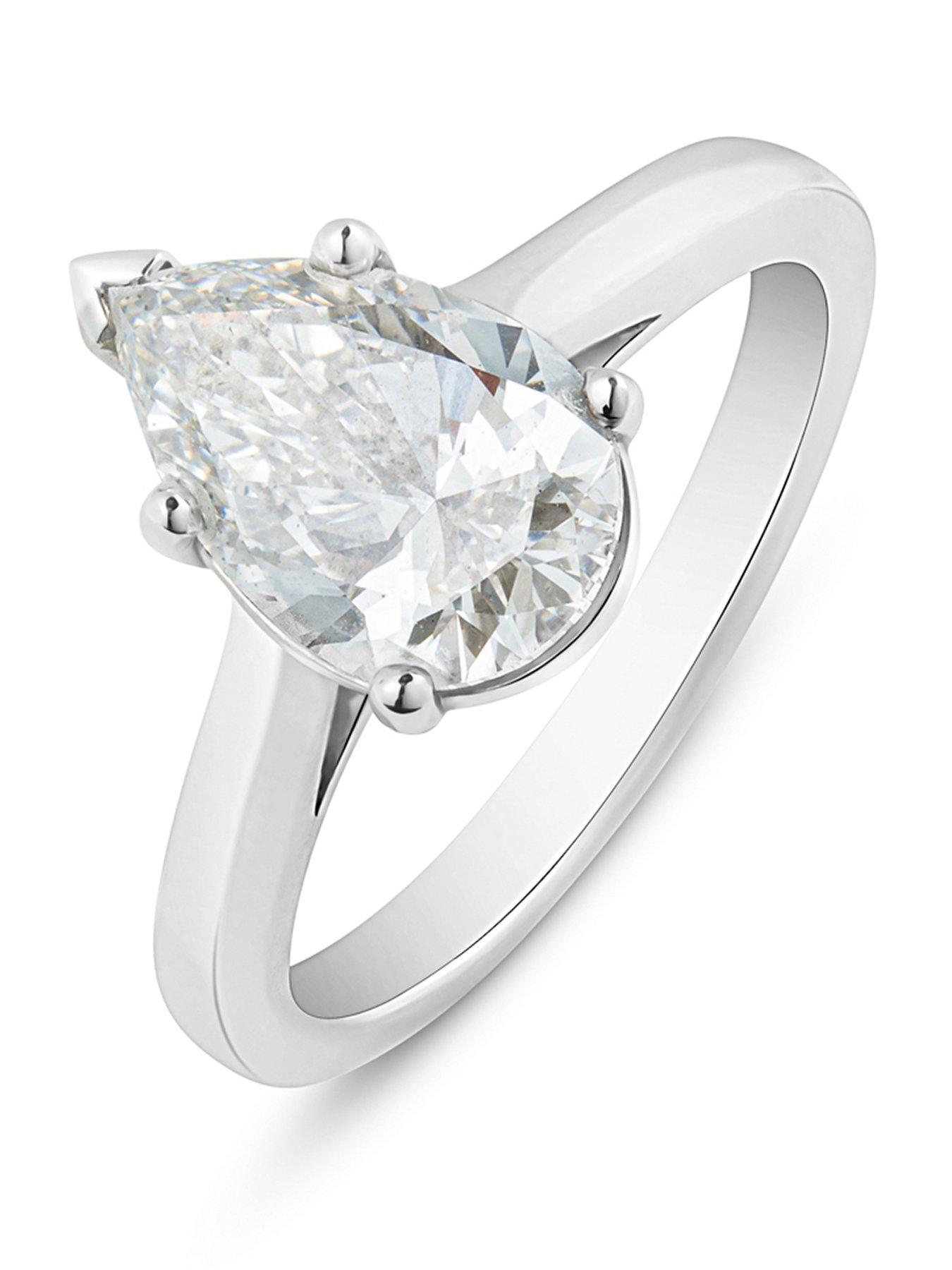 Image 1 of 5 of Love DIAMOND 2Ct Pear Shaped Diamond Solitaire Ring  Lab Grown