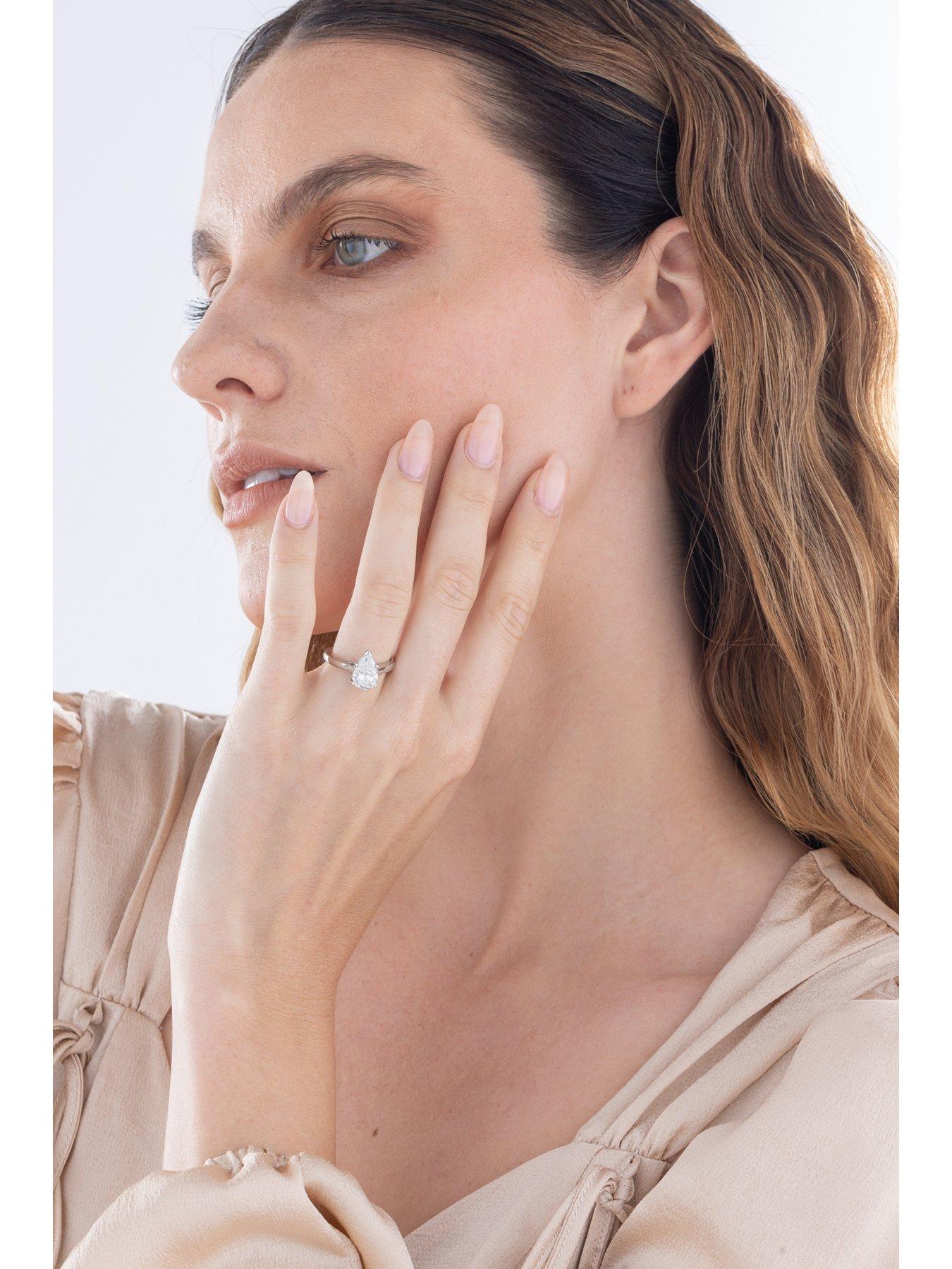 Image 4 of 5 of Love DIAMOND 2Ct Pear Shaped Diamond Solitaire Ring  Lab Grown