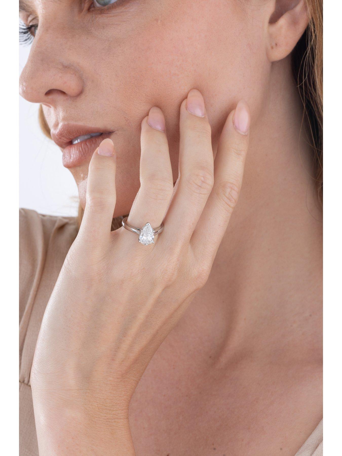 Image 5 of 5 of Love DIAMOND 2Ct Pear Shaped Diamond Solitaire Ring  Lab Grown