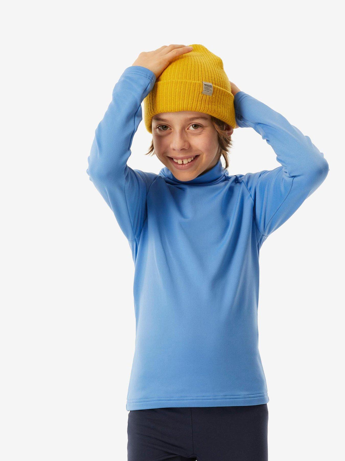 undefined Kids' Ski 500 Neck Baselayer Top - Blue