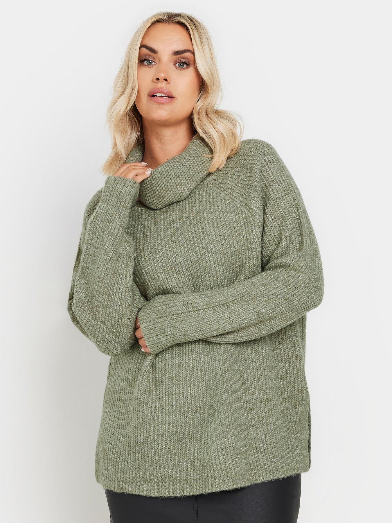 Yours Curve Roll Neck Jumper - Green
