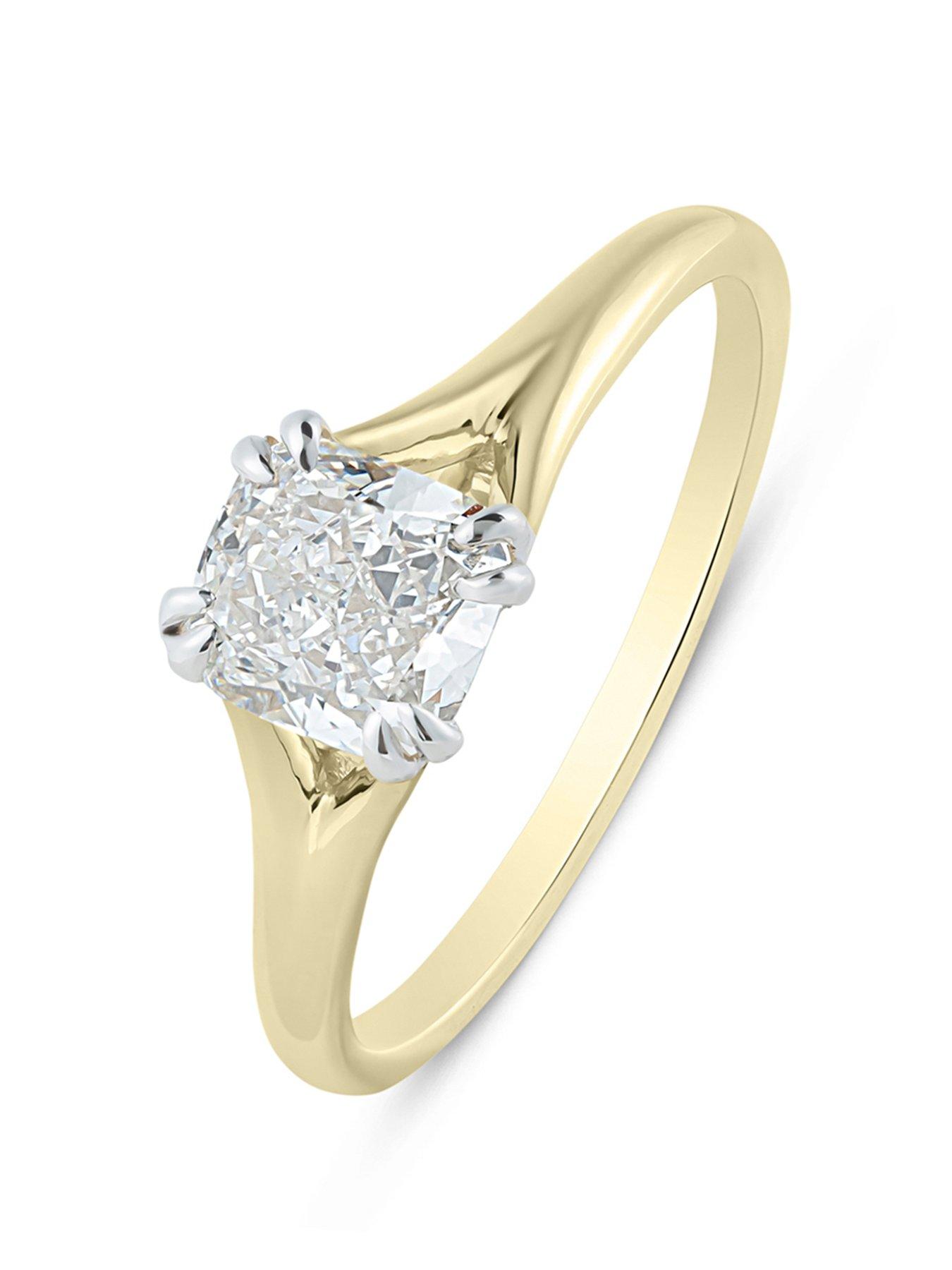 Product photograph of Love Diamond 1ct Cushion Shaped Diamond Solitaire Ring G Vs Lab Grown from very.co.uk