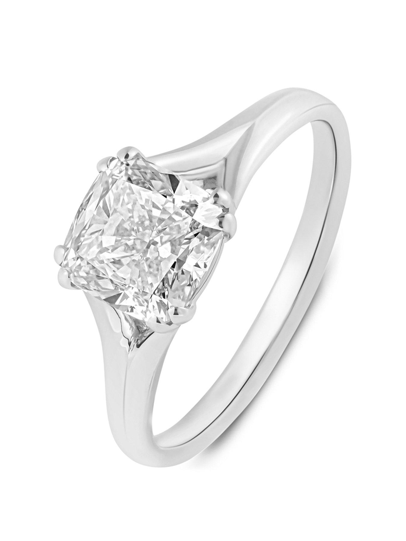 Product photograph of Love Diamond 2ct Cushion Shaped Diamond Solitaire Ring G Vs Lab Grown from very.co.uk