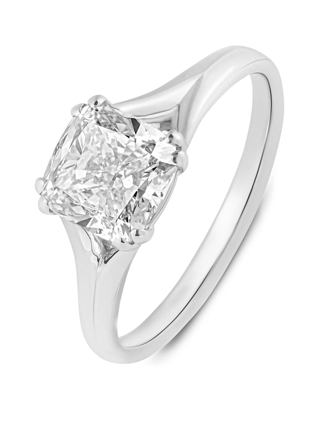 Image 1 of 5 of Love DIAMOND 2Ct Cushion Shaped Diamond Solitaire Ring  Lab Grown