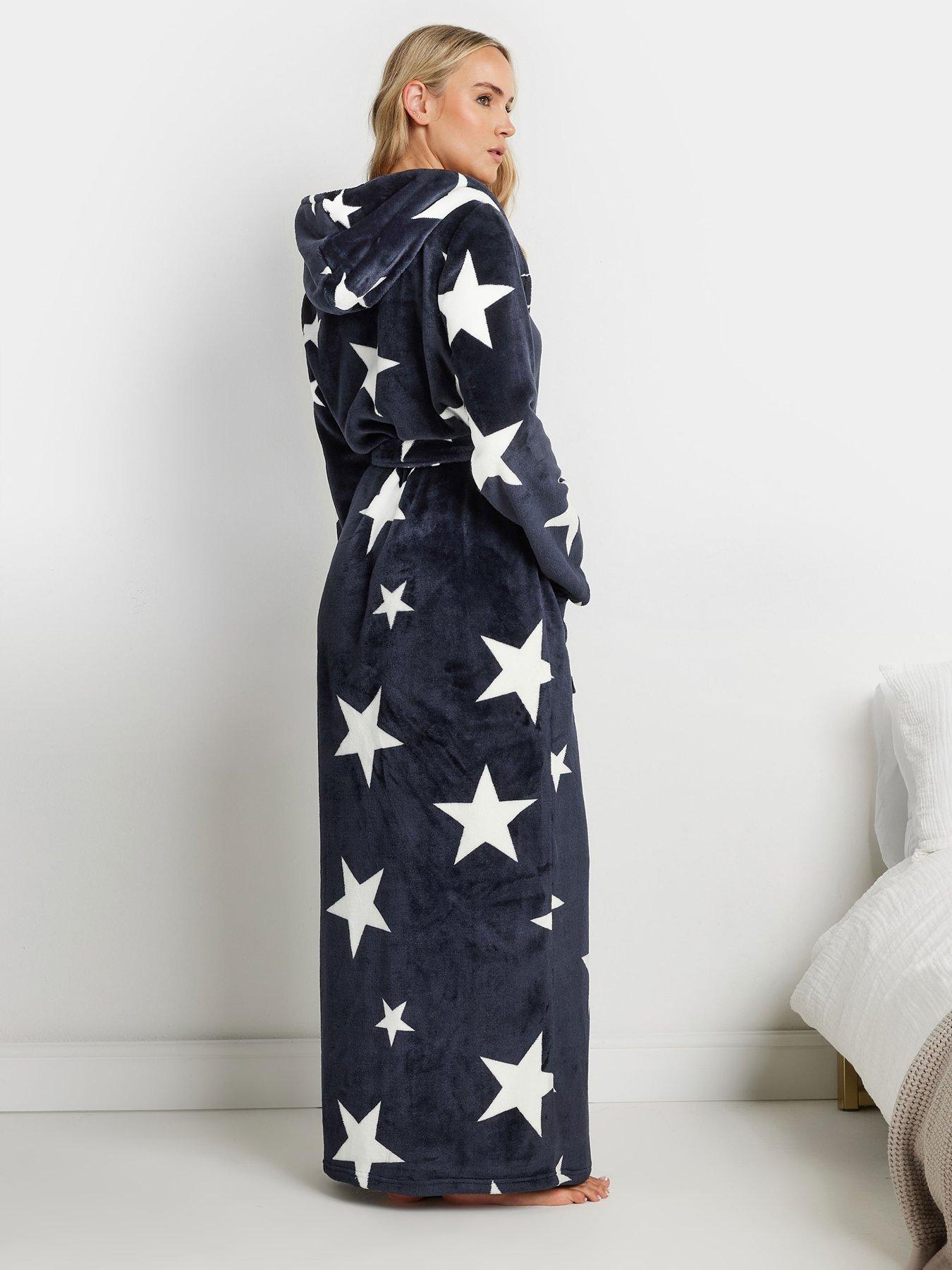 Image 2 of 4 of Long Tall Sally Tall Oversize Star Hooded Maxi Robe - Blue
