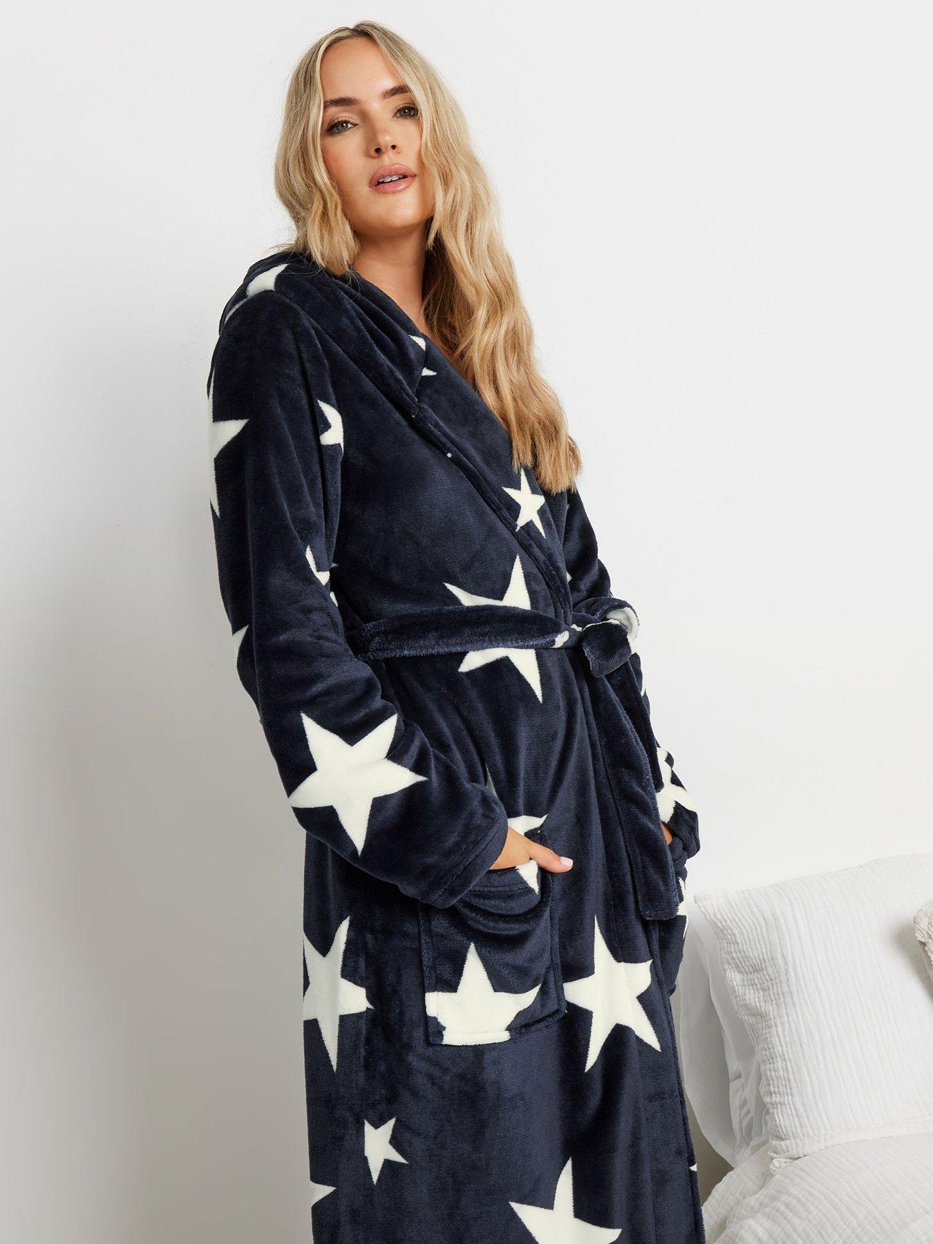 Image 4 of 4 of Long Tall Sally Tall Oversize Star Hooded Maxi Robe - Blue