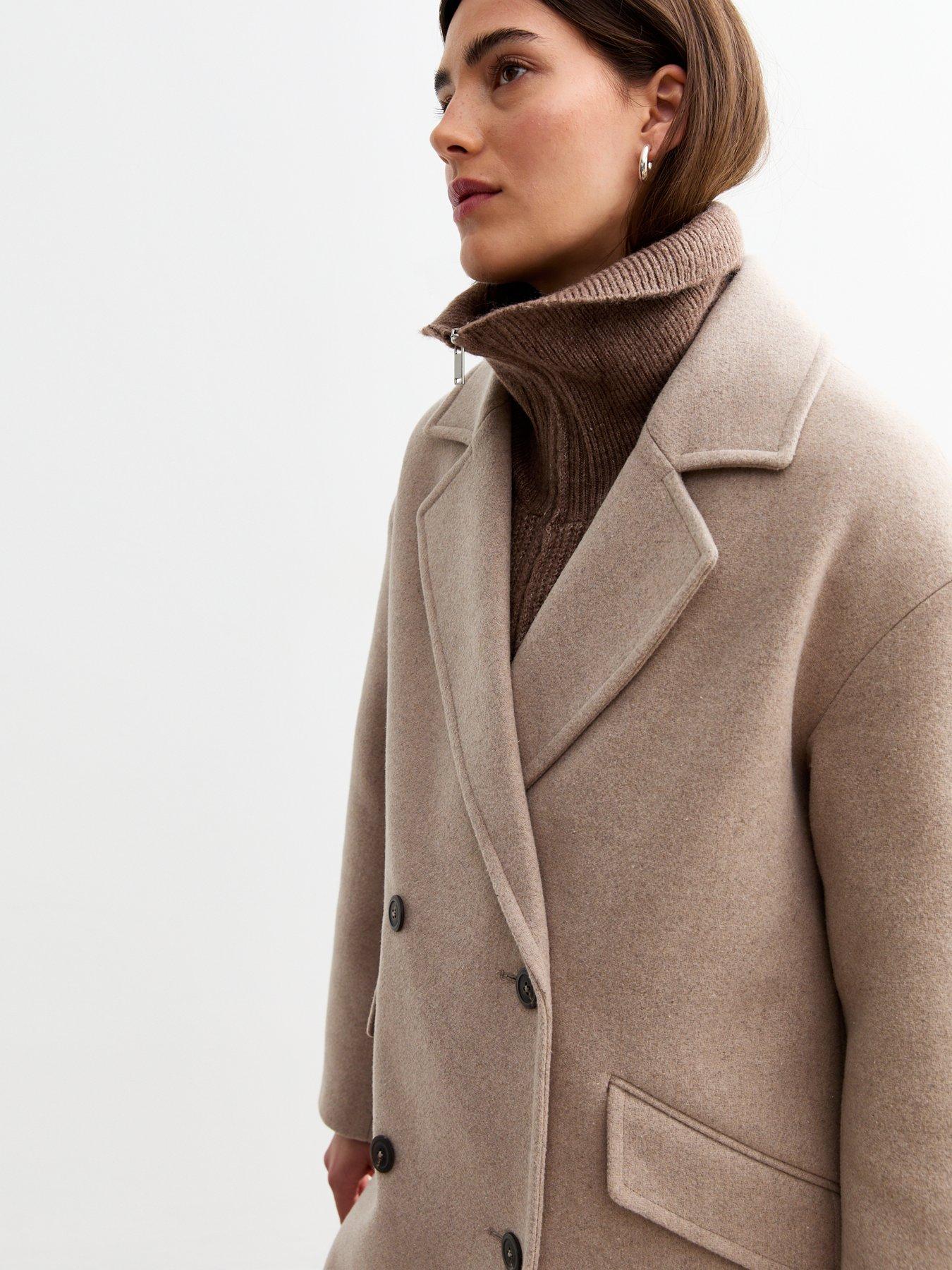 Image 4 of 6 of New Look Relaxed Tailored Coat - Beige