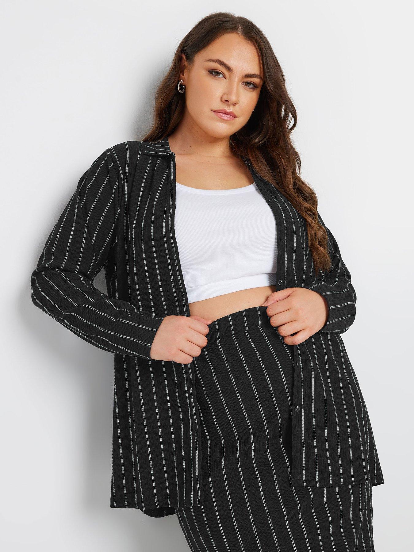 undefined Curve Pinstripe Textured Shirt - Black
