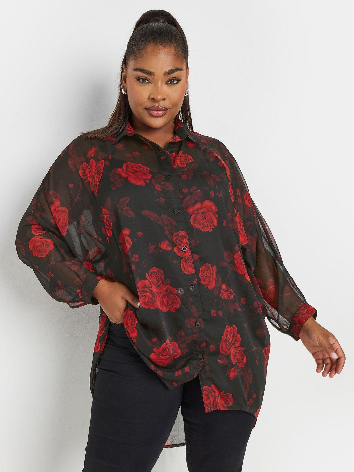 Yours Curve Extreme Dip Back Shirt - Black
