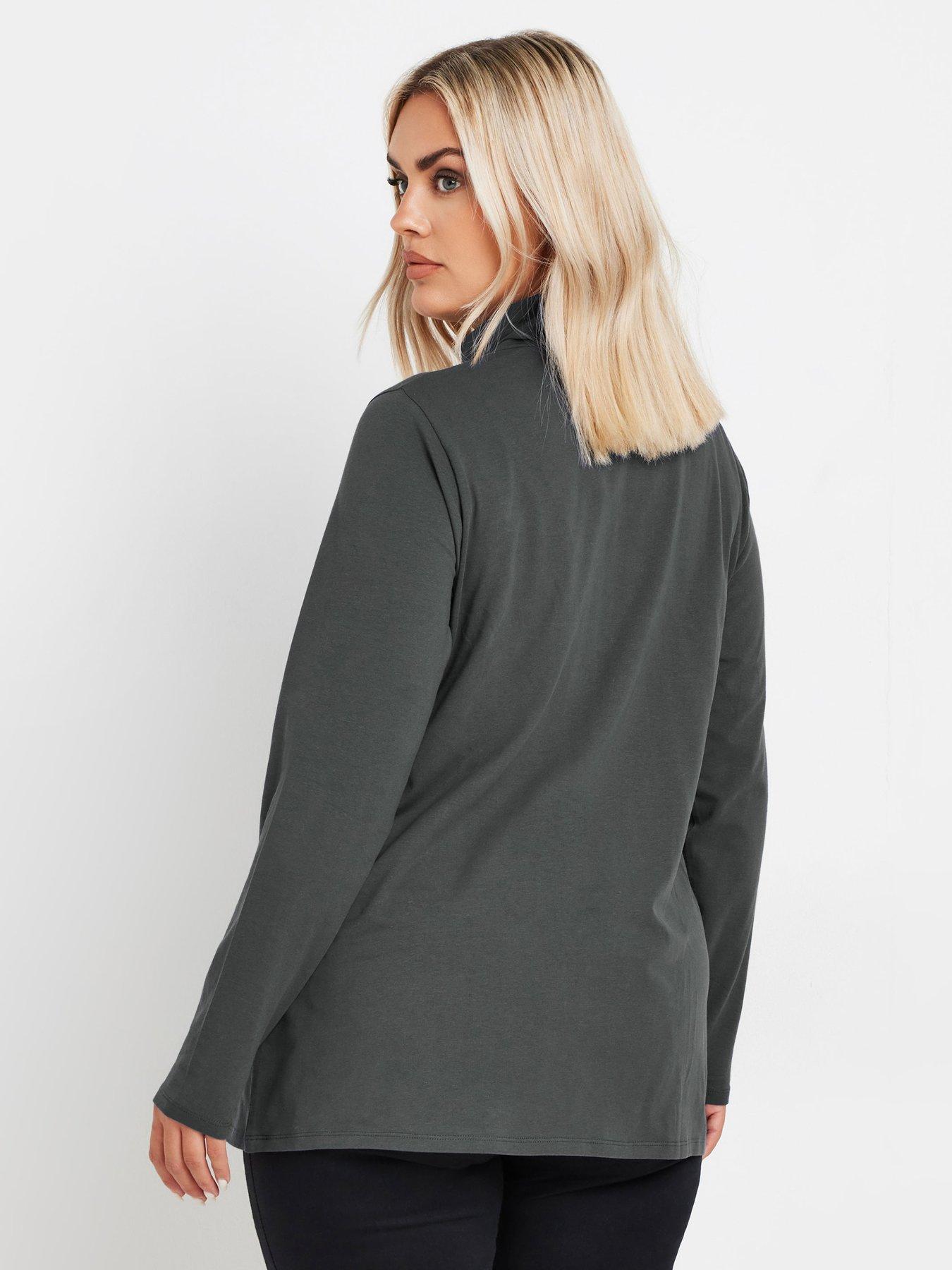 Image 2 of 4 of Yours Curve 2 Pack of Long Sleeve Turtle Neck Jumpers- Grey