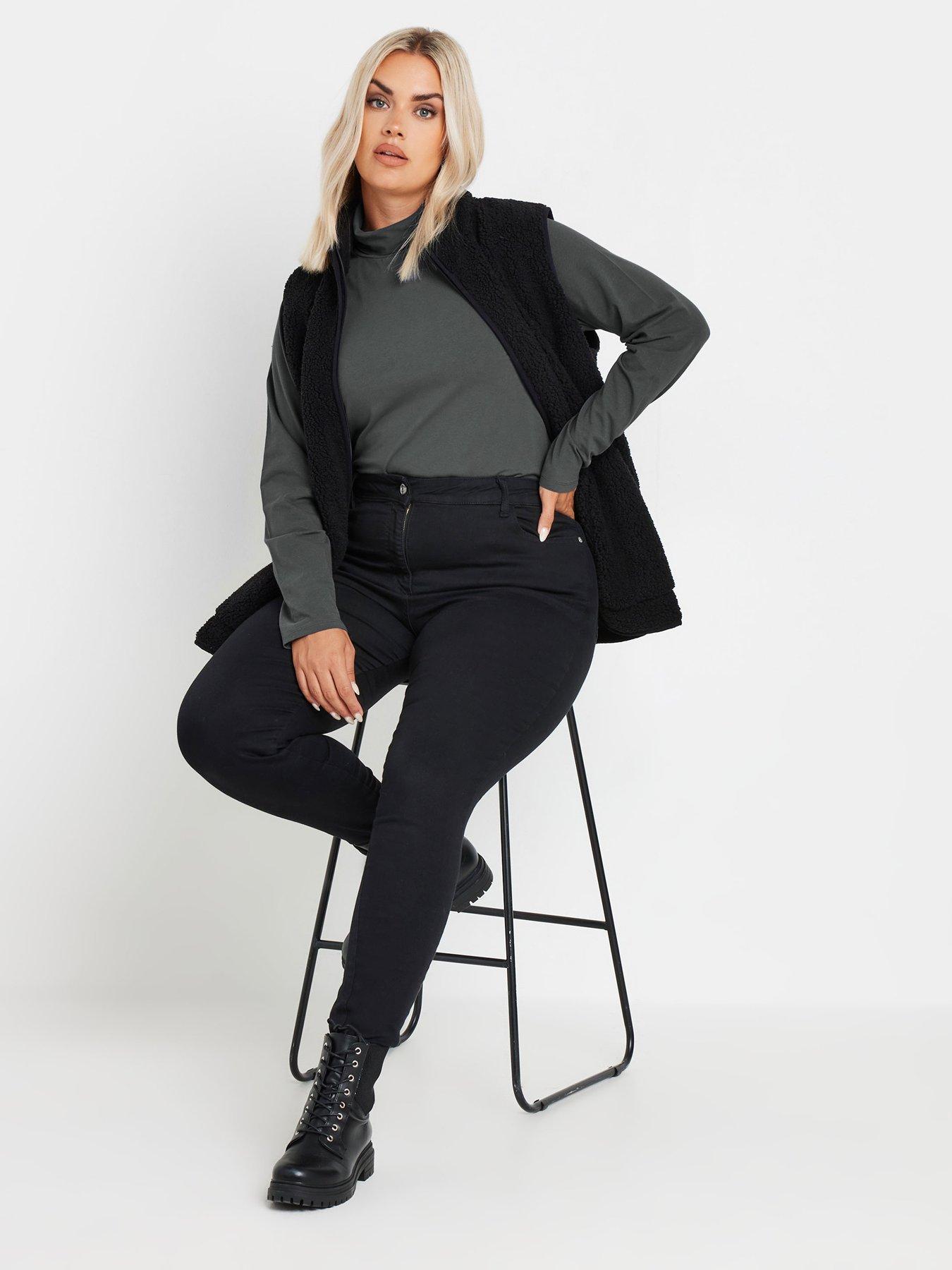 Image 4 of 4 of Yours Curve 2 Pack of Long Sleeve Turtle Neck Jumpers- Grey