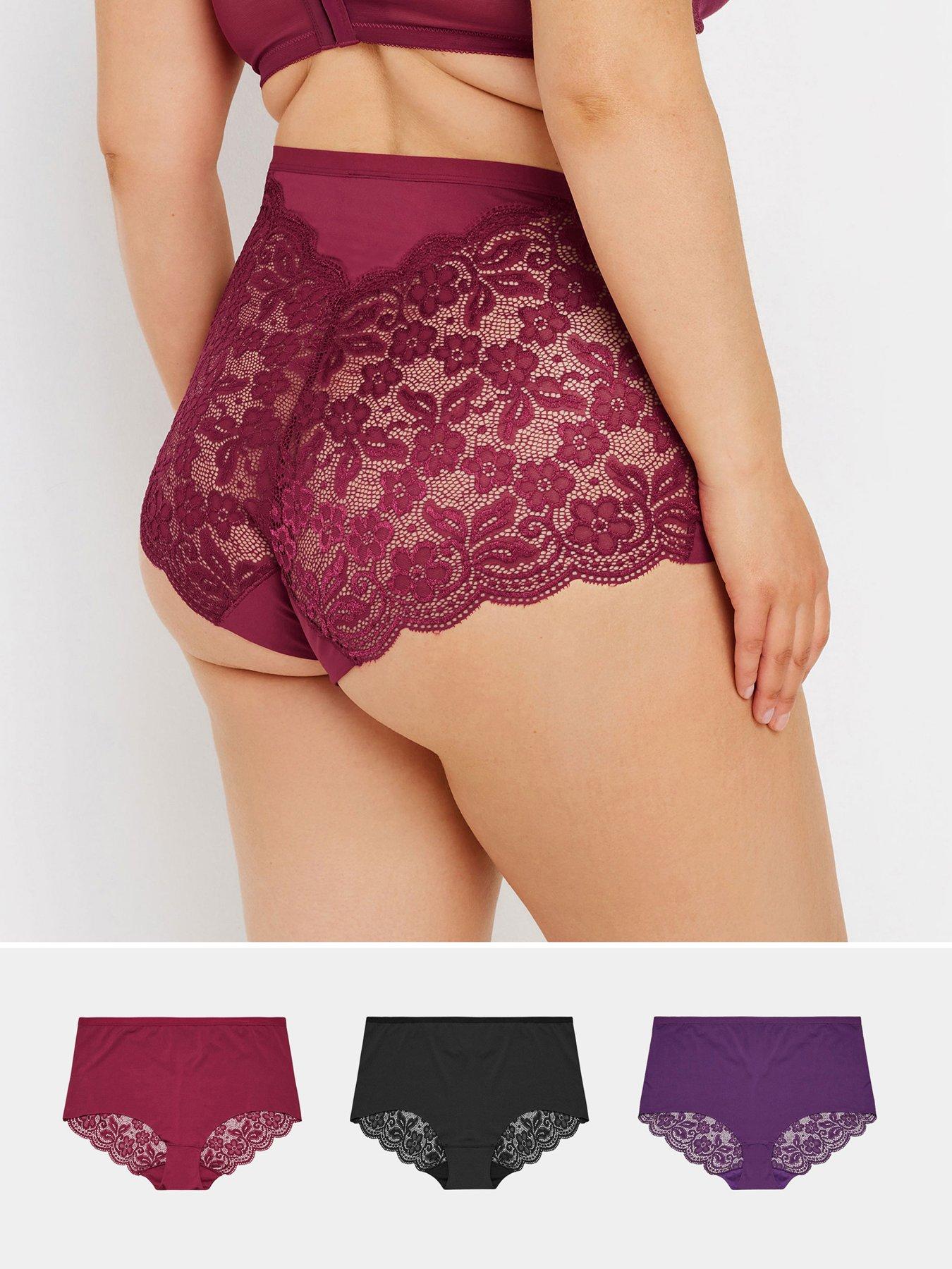Image 1 of 4 of Yours Curve 3 Pack Lace Back Full Briefs