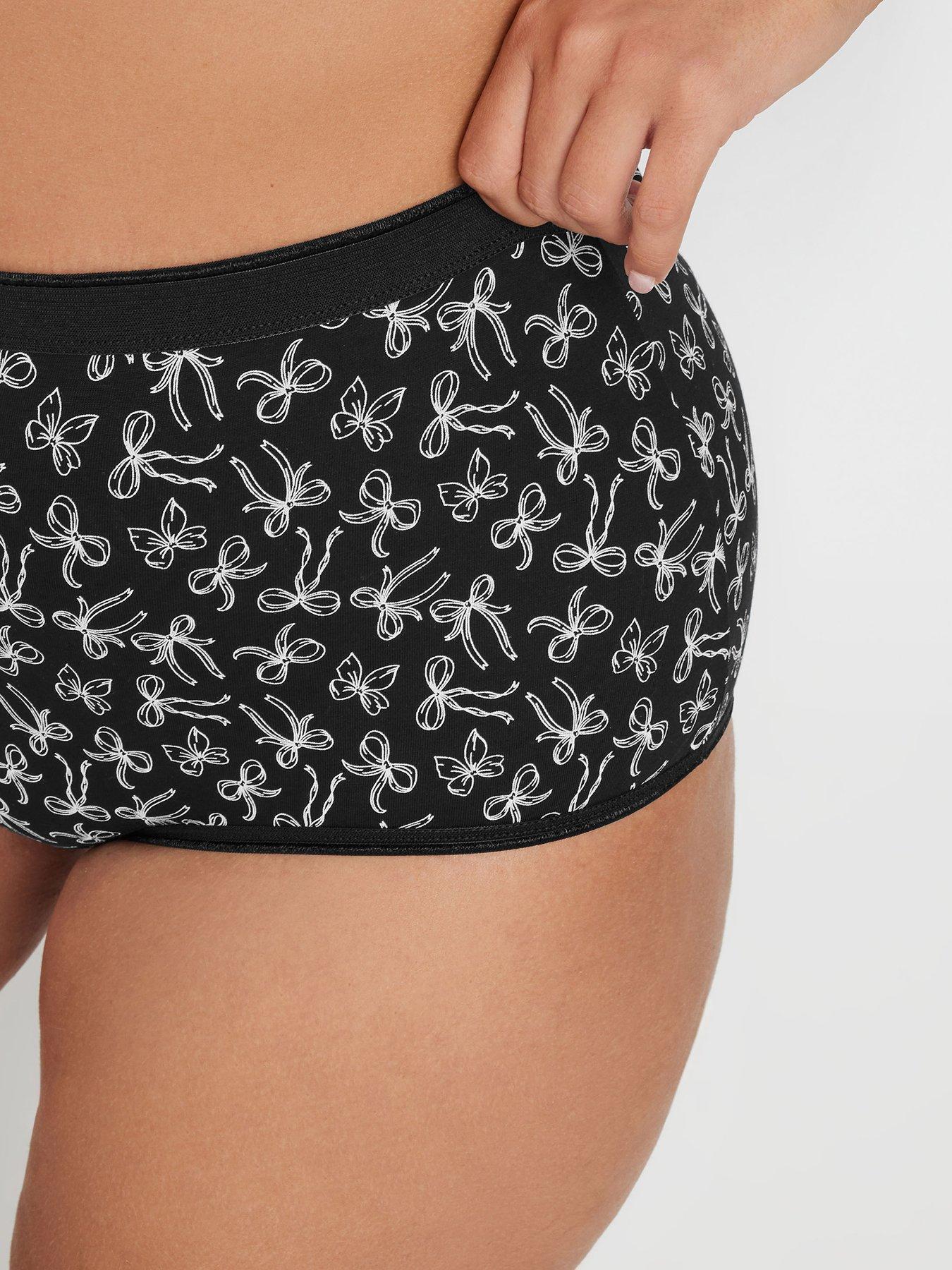 Image 4 of 4 of Yours Curve 5 Pack Full Briefs With Stretch - Black