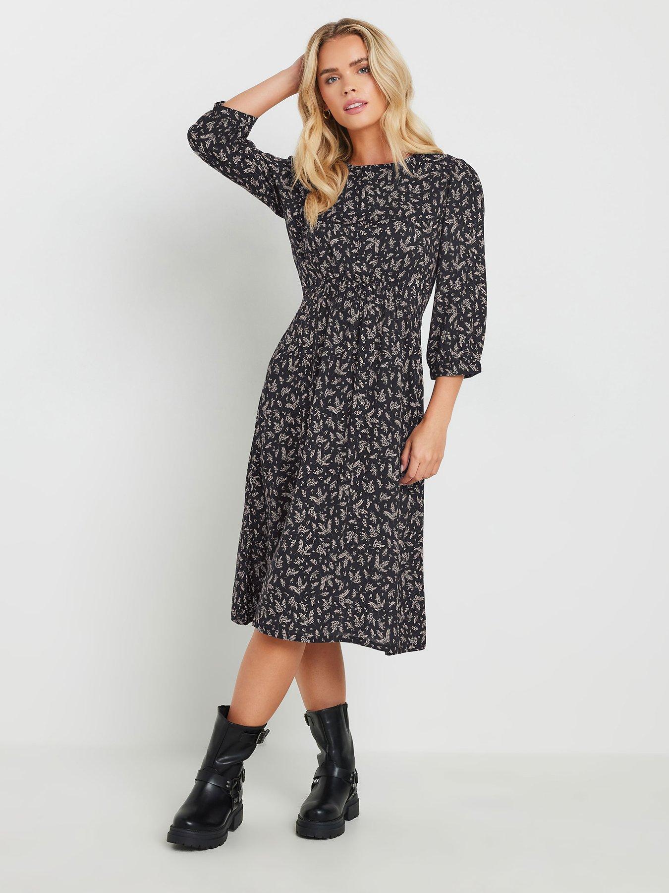 M Co Petite Mini Leaf Dress Black Very