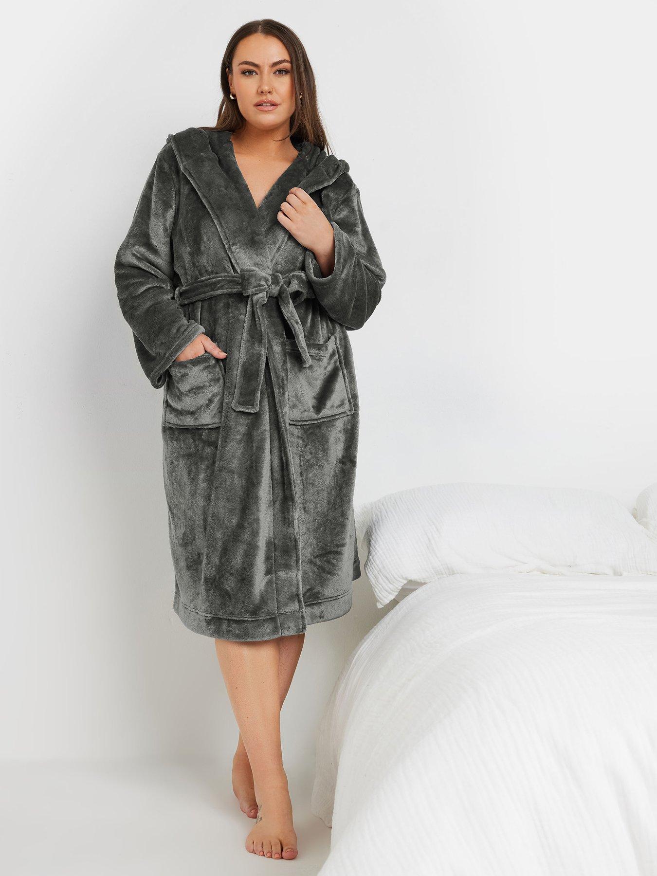 Yours Curve Hooded Robe - Grey | Very