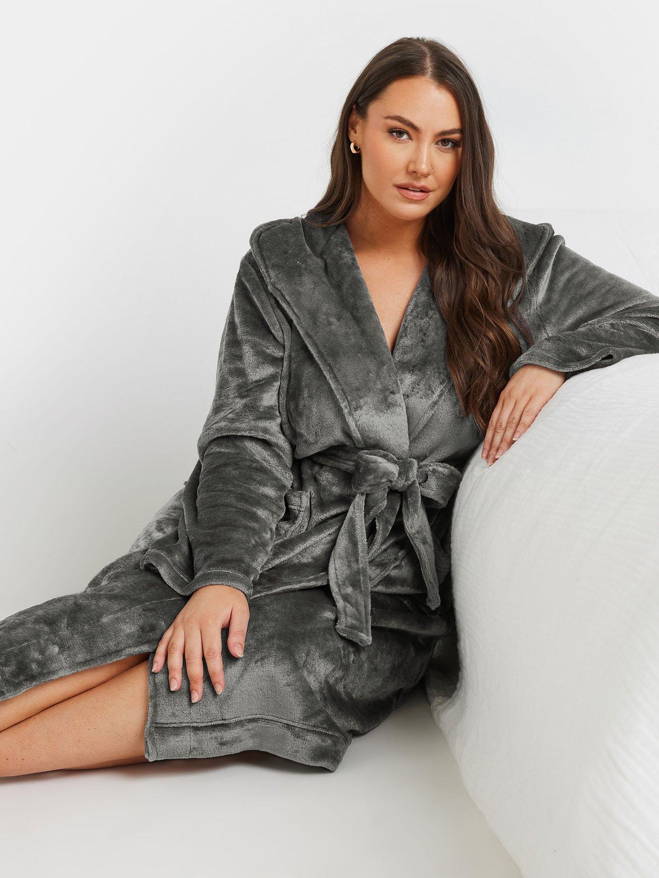 Yours Curve Hooded Robe - Grey | Very