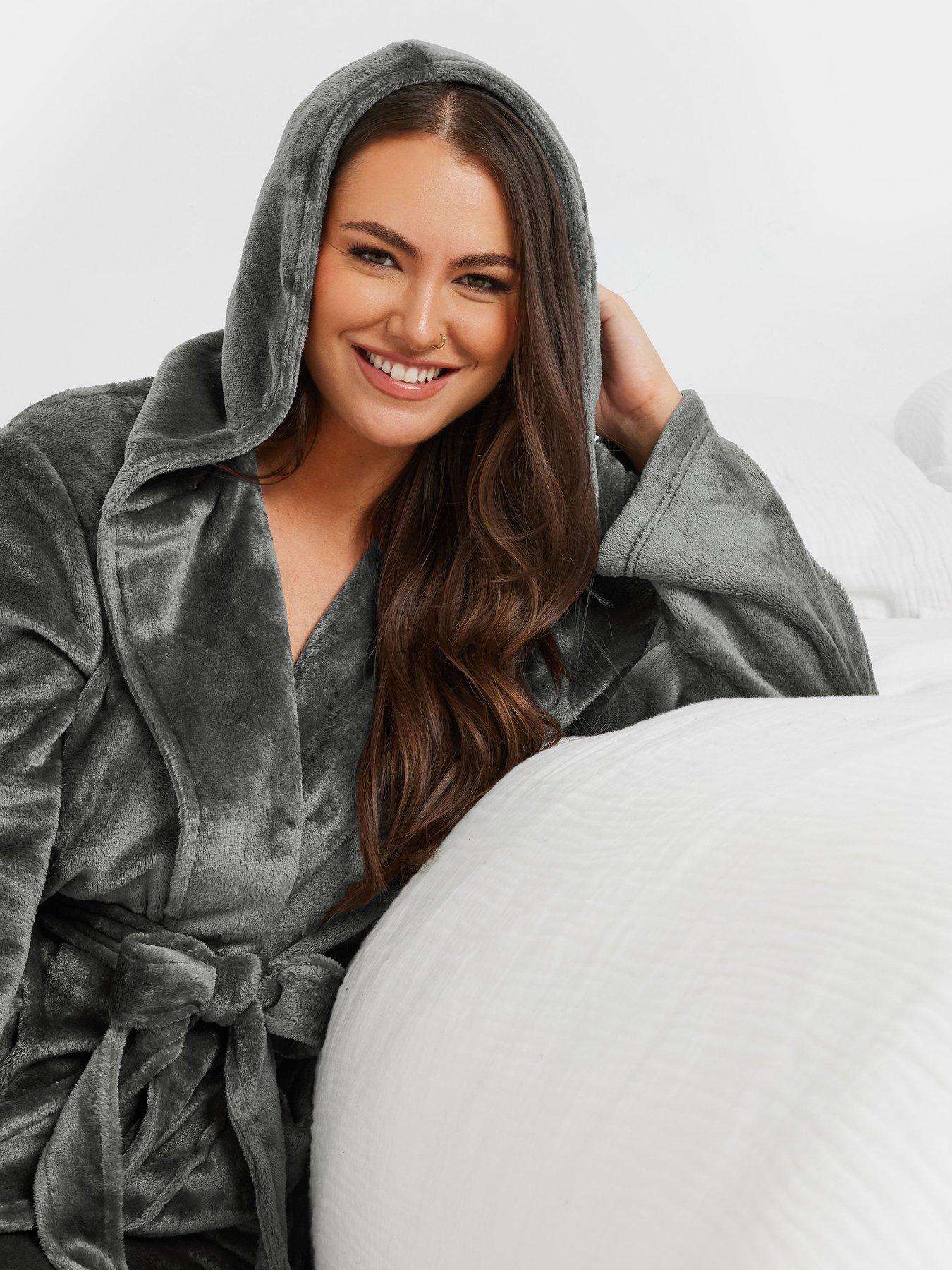 Yours Curve Hooded Robe - Grey | Very