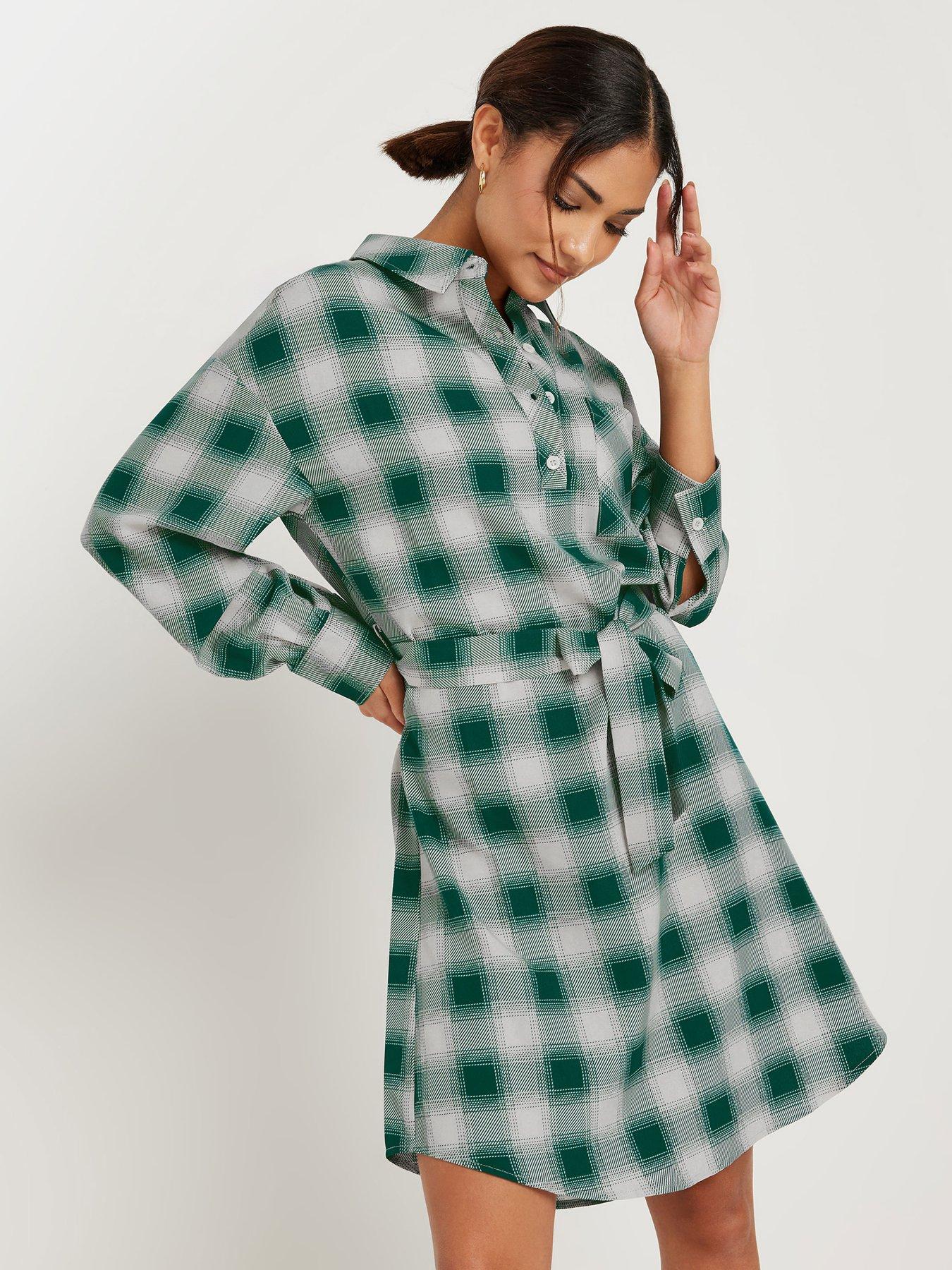 Green check shirt dress hotsell