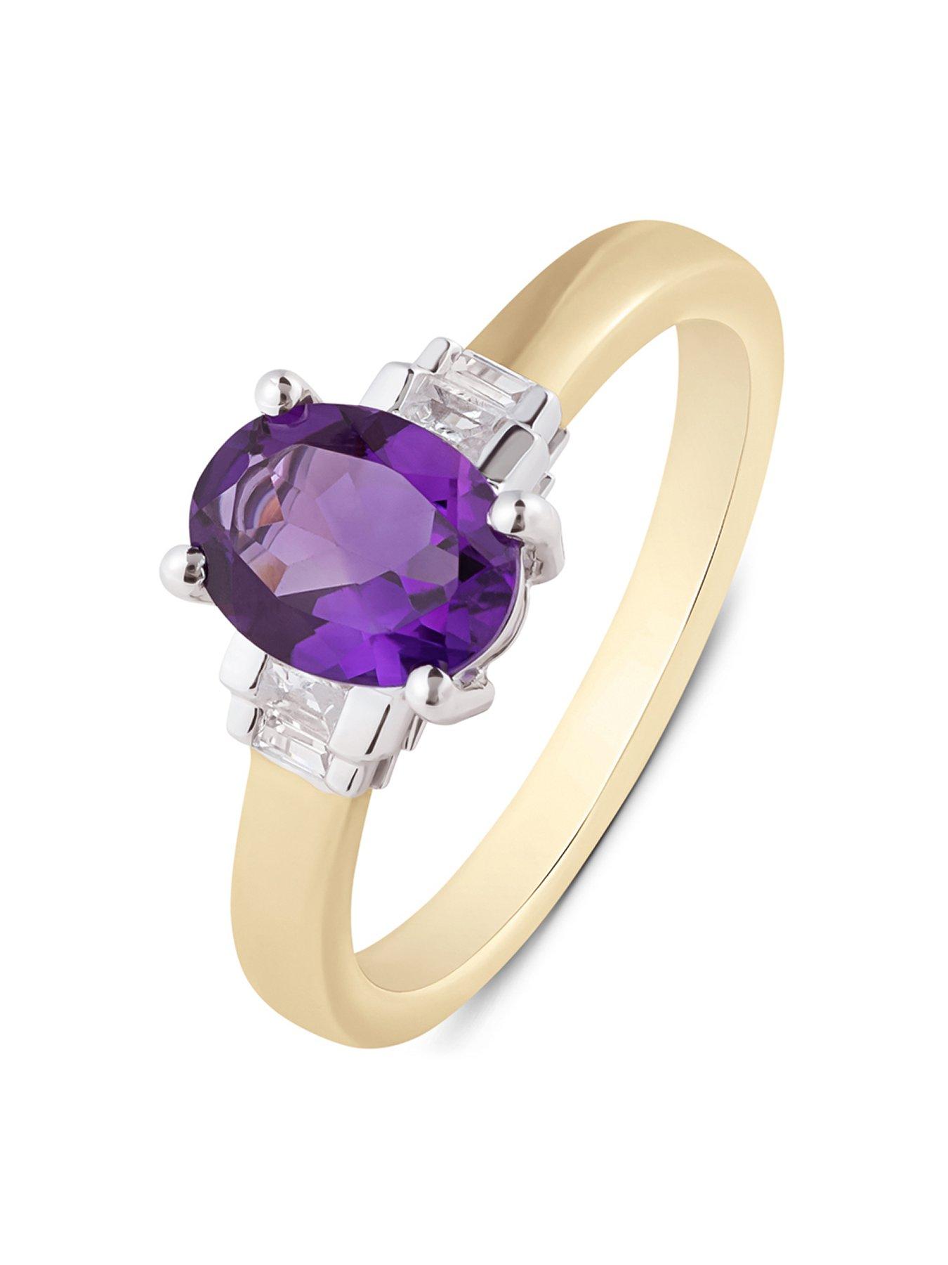 Product photograph of Love Diamond Lab Grown Diamond Natural Amethyst Ring from very.co.uk